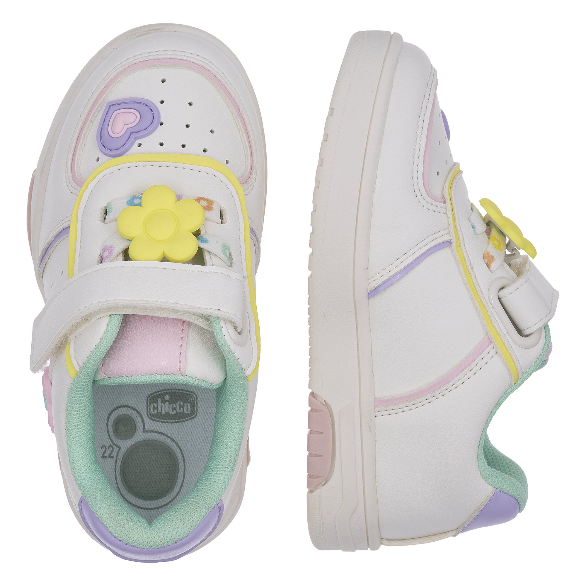 Giày tập đi trẻ em Chicco Camala màu trắng đính hoa