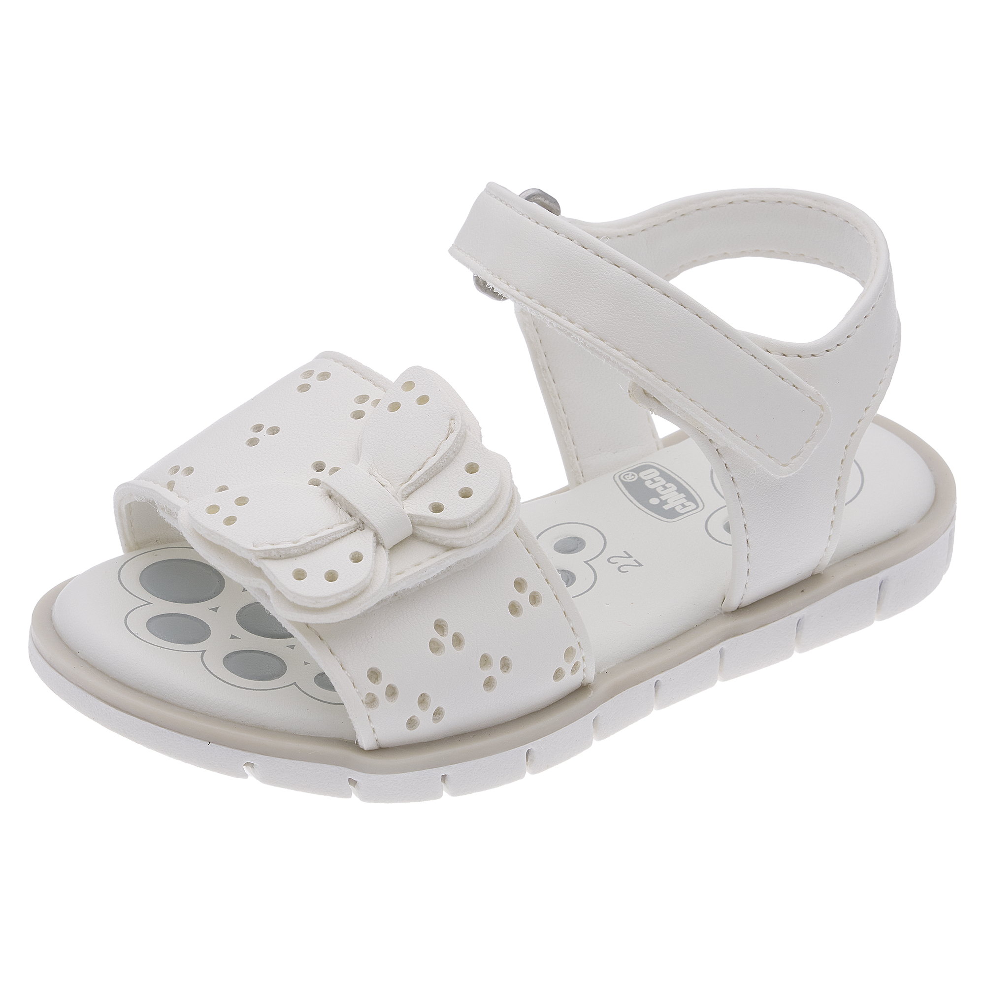 Sandal tập đi trẻ em Chicco Cristal bướm trắng