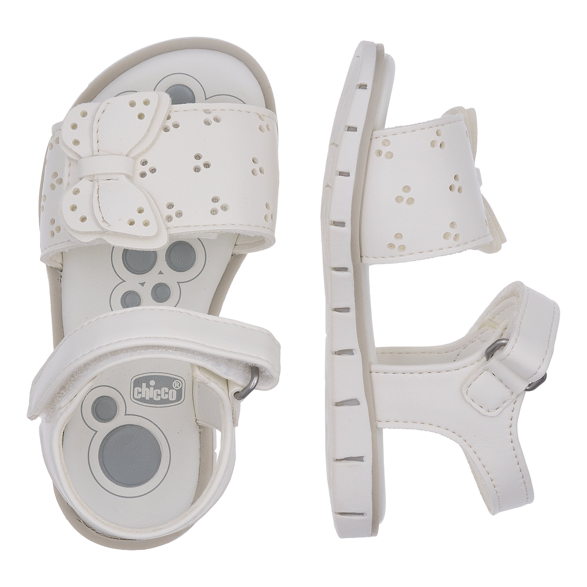 Sandal tập đi trẻ em Chicco Cristal bướm trắng