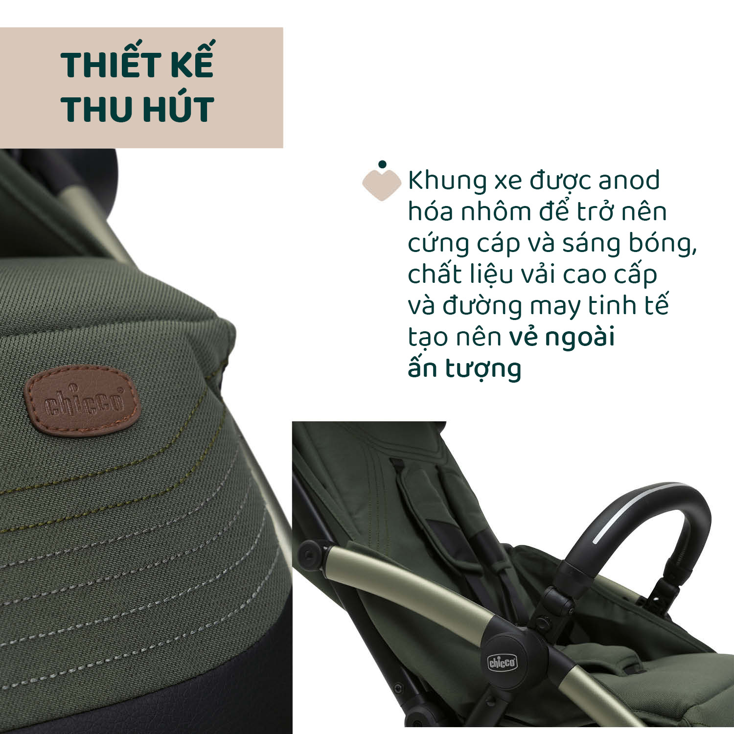 Xe đẩy gấp gọn tự động Chicco Goody Xplus - Màu xanh ánh rêu