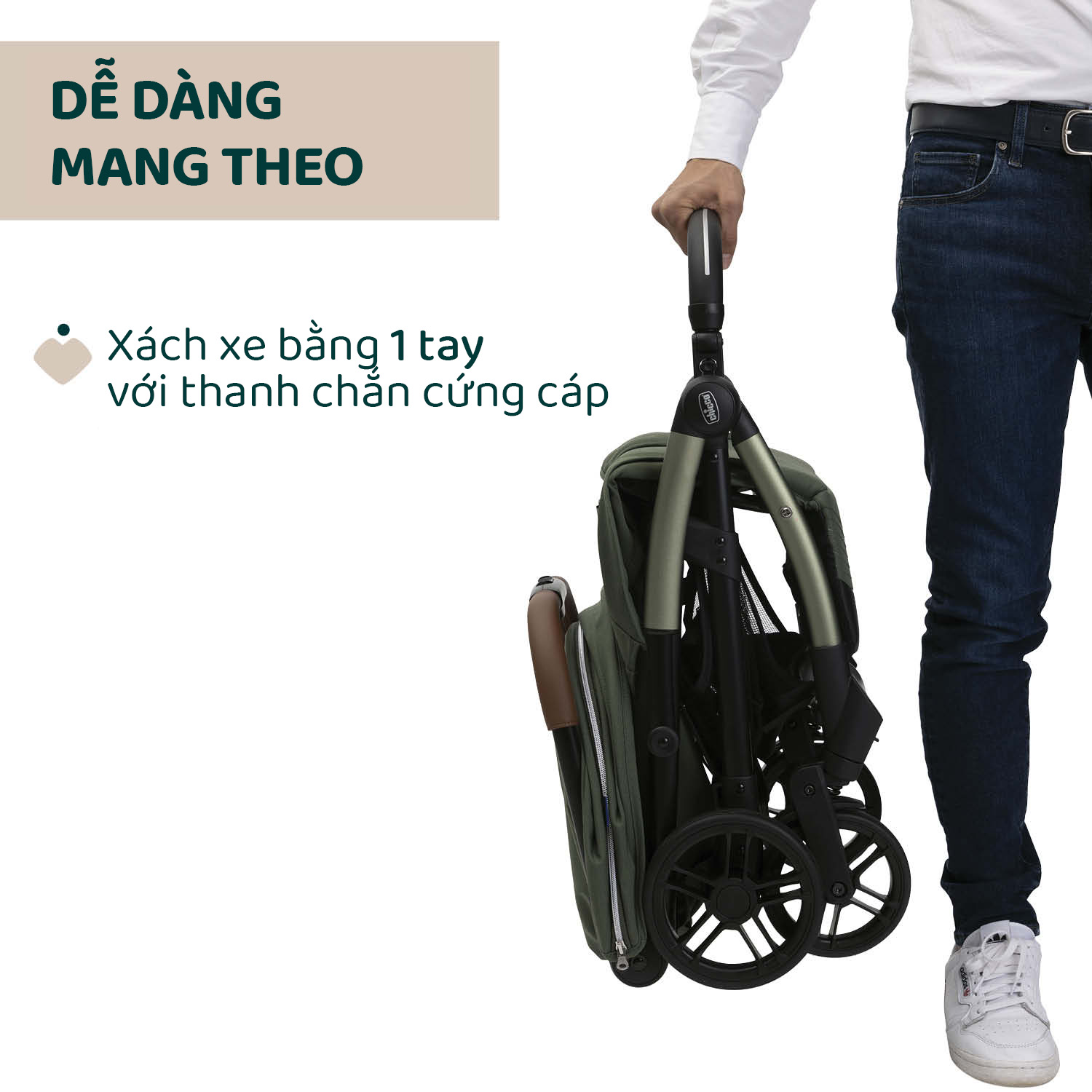 Xe đẩy gấp gọn tự động Chicco Goody Xplus - Màu xanh ánh rêu
