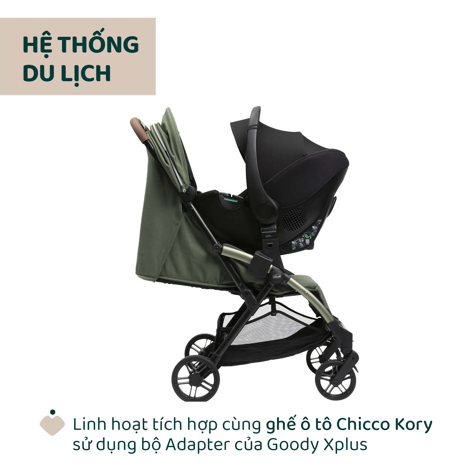 Xe đẩy gấp gọn tự động Chicco Goody Xplus - Màu xanh ánh rêu