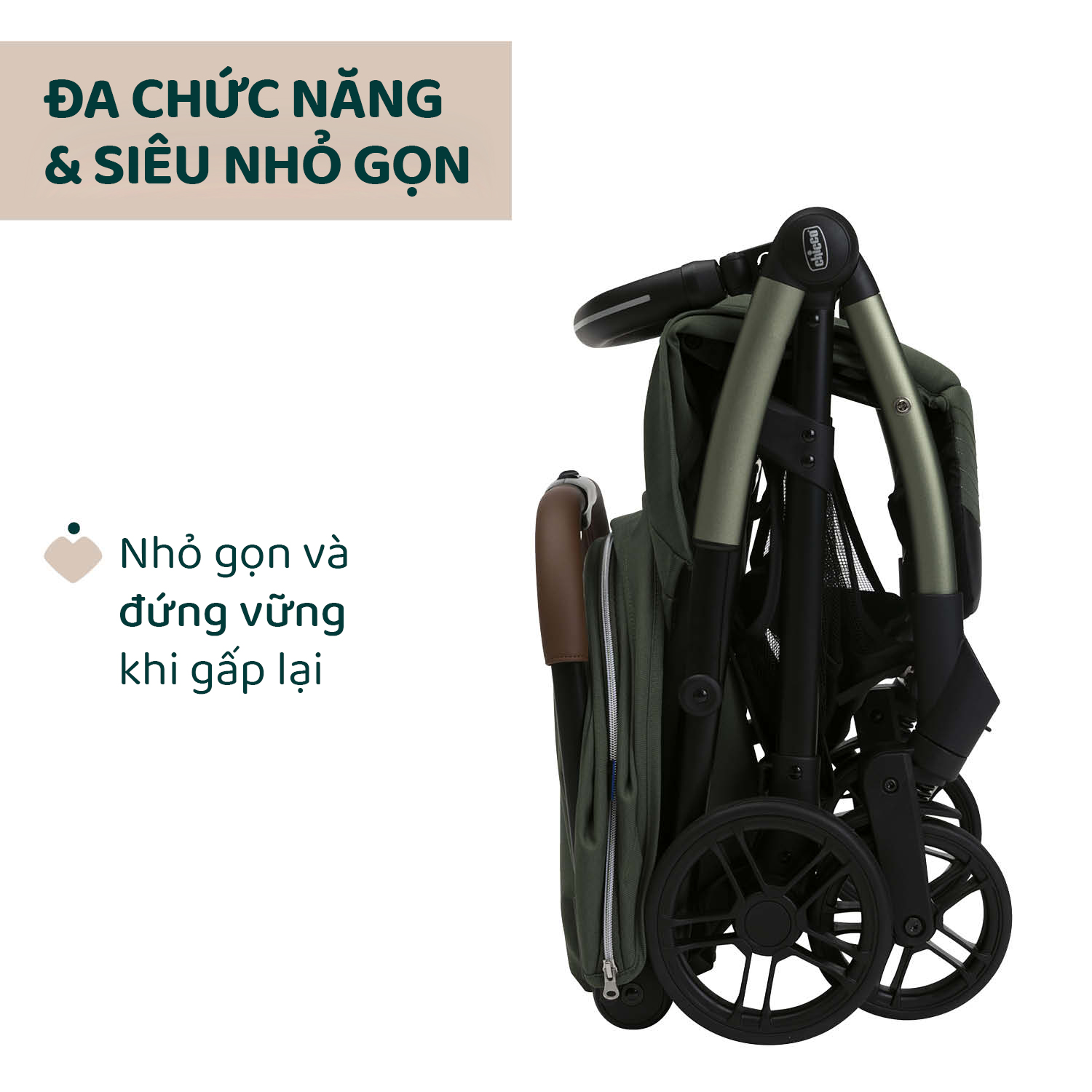 Xe đẩy gấp gọn tự động Chicco Goody Xplus - Màu xanh ánh rêu