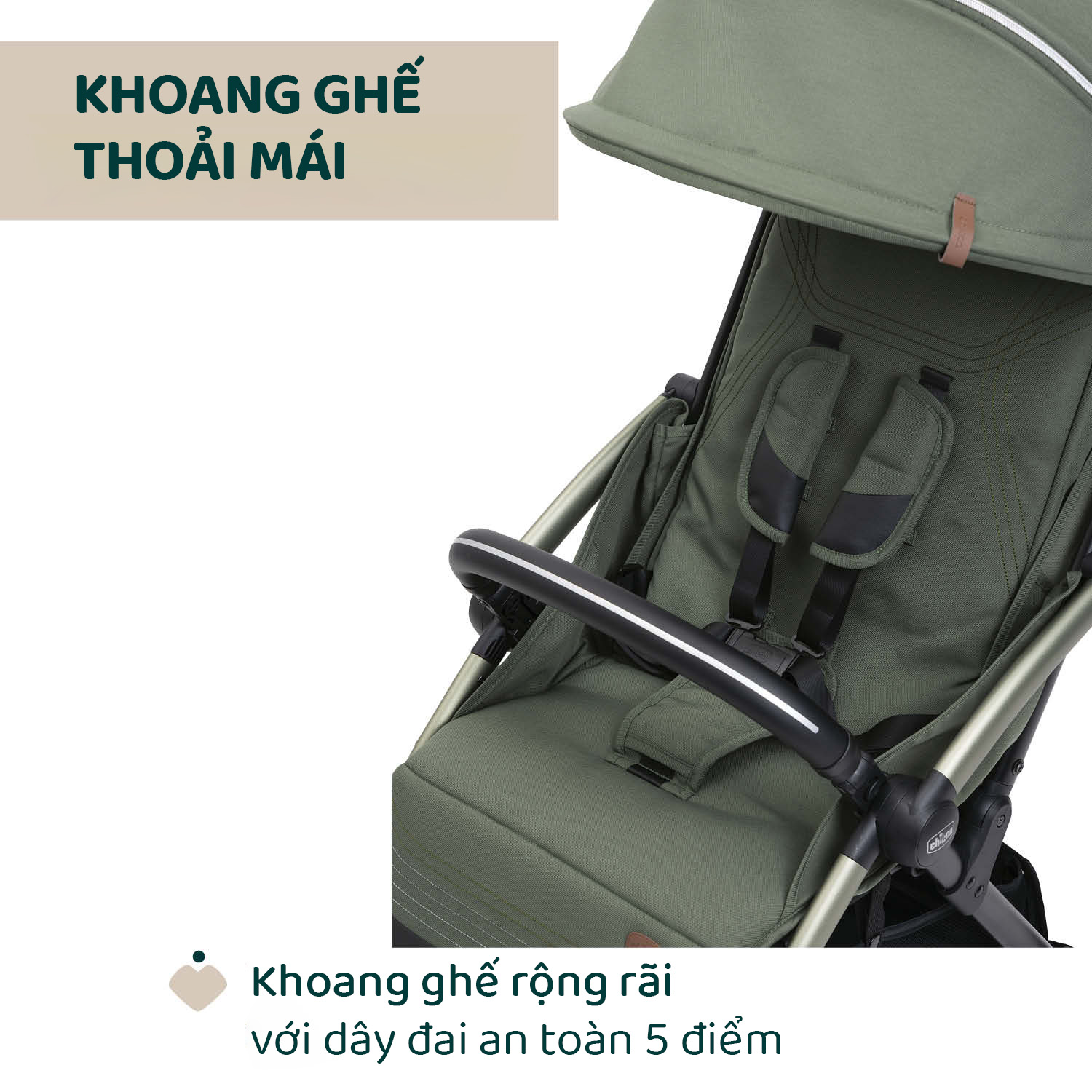 Xe đẩy gấp gọn tự động Chicco Goody Xplus - Màu xanh ánh rêu