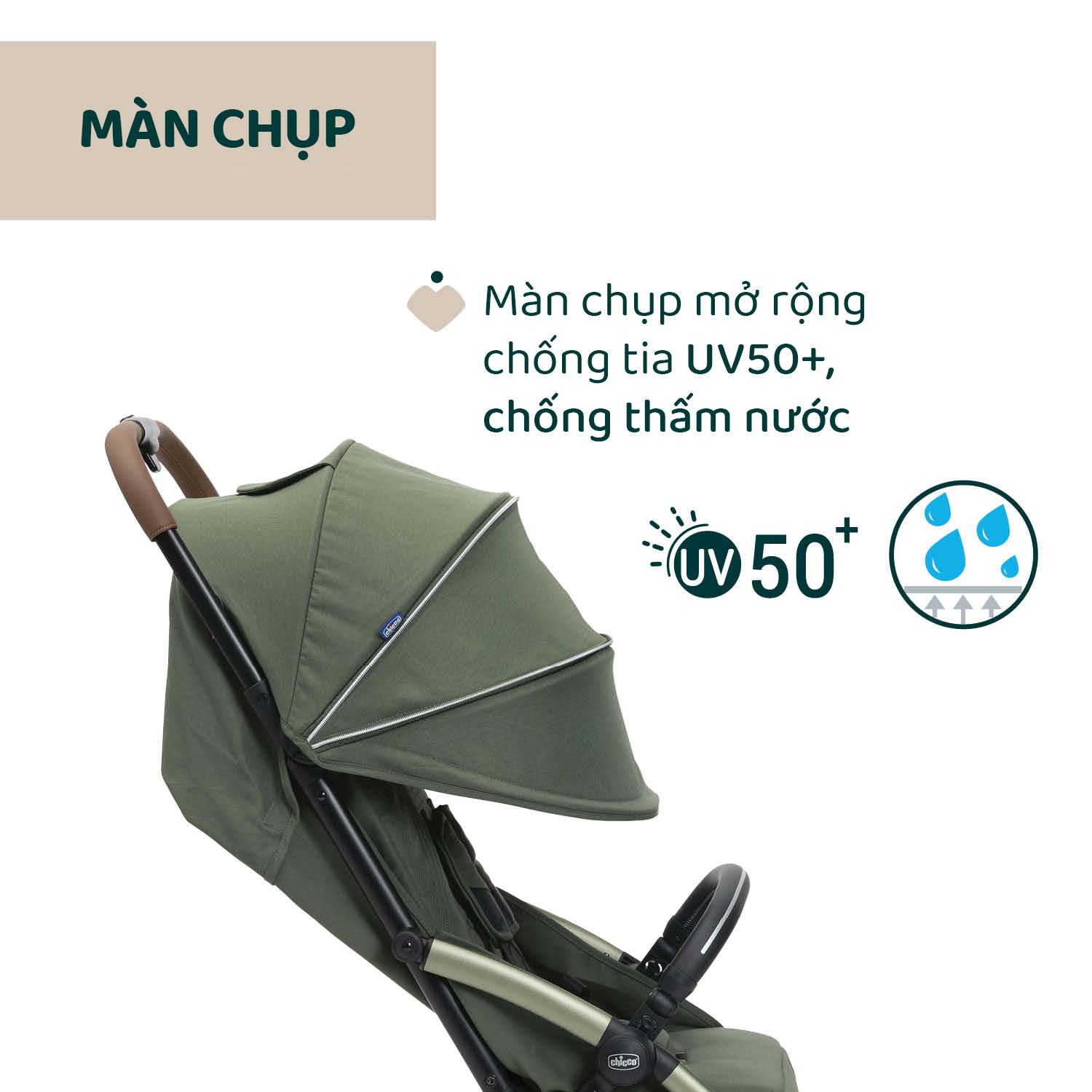 Xe đẩy gấp gọn tự động Chicco Goody Xplus - Màu xanh ánh rêu