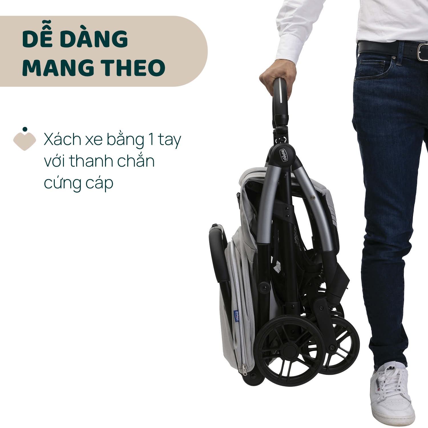 Xe đẩy gấp gọn tự động Chicco Goody Xplus - Màu Xám ngọc trai