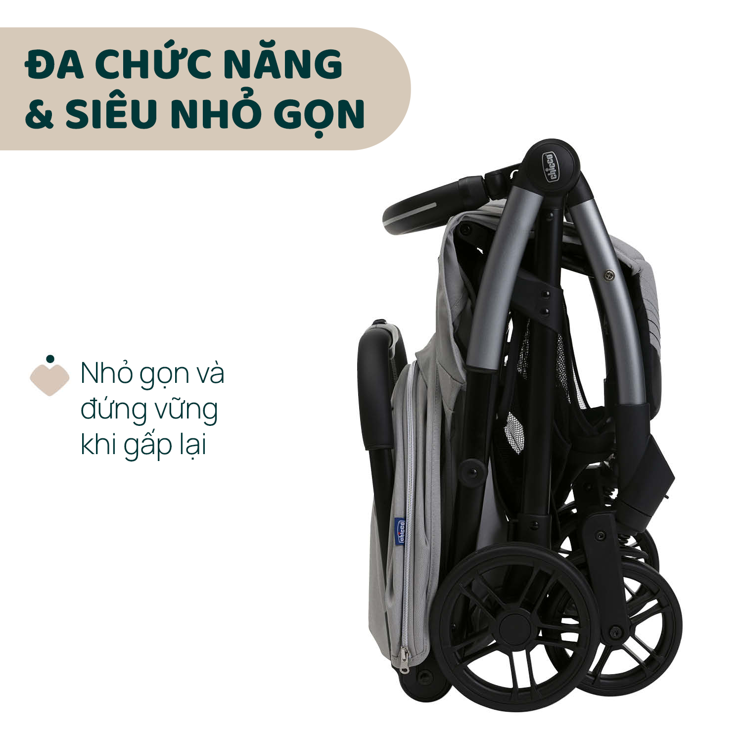 Xe đẩy gấp gọn Chicco Goody Xplus màu Pearl Grey