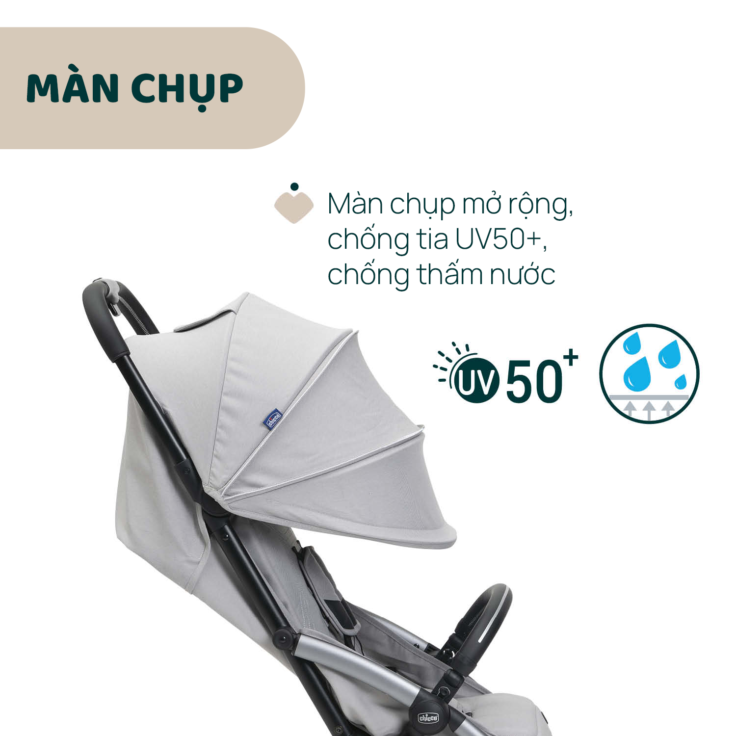 Xe đẩy gấp gọn tự động Chicco Goody Xplus - Màu Xám ngọc trai