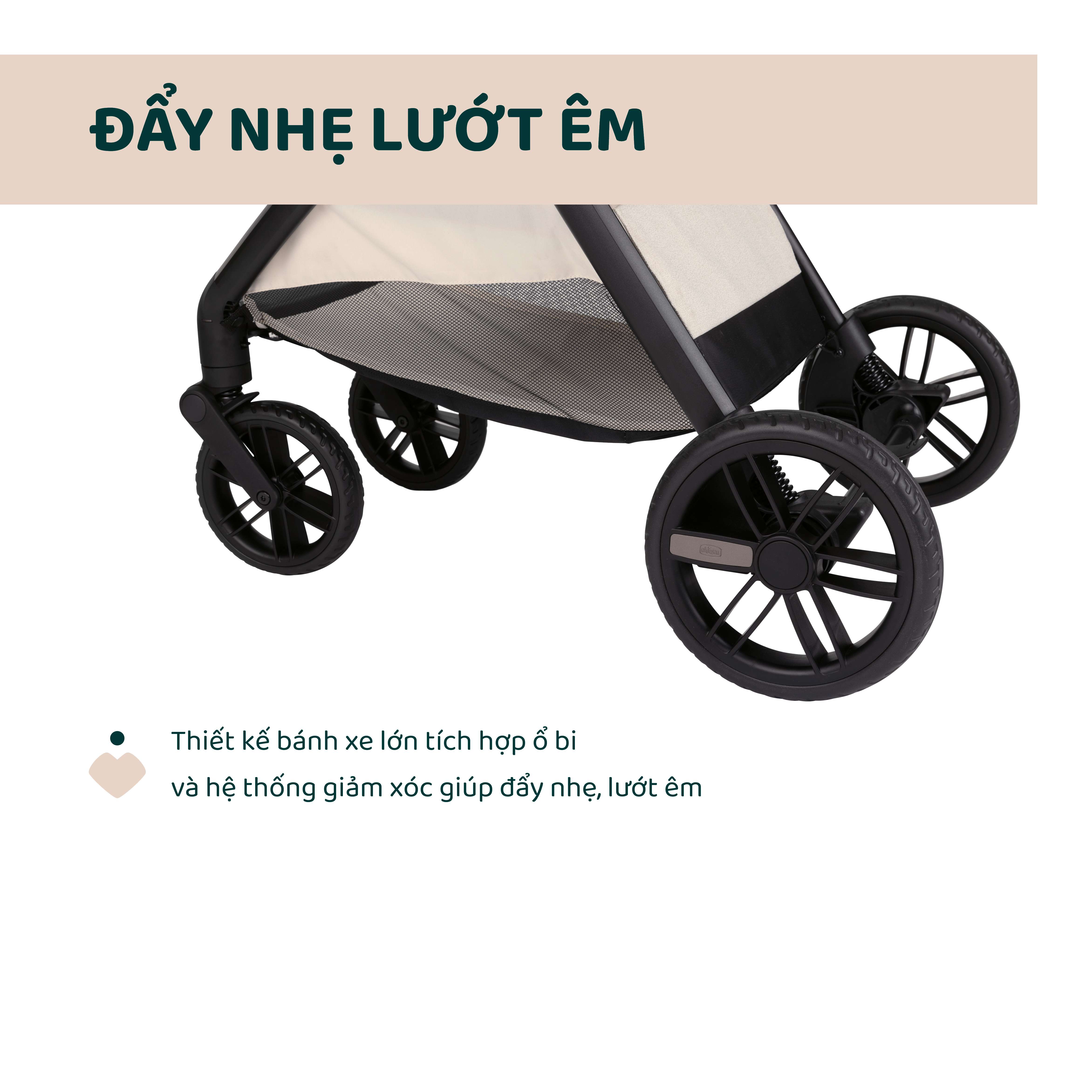 Xe đẩy 2 chiều gấp gọn tự động Bellagio - Màu be ánh kim