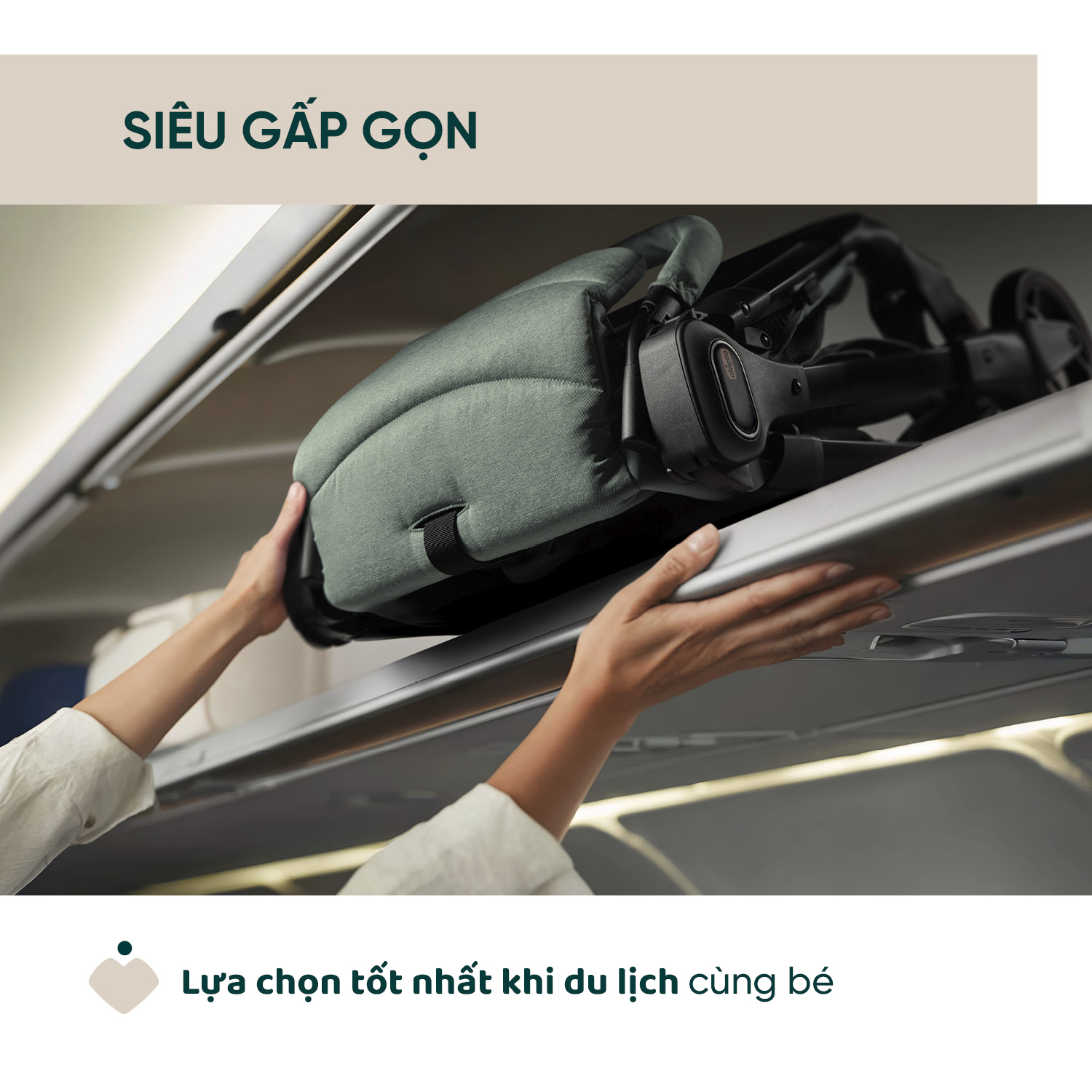 Xe đẩy du lịch Chicco Aero We - Màu ghi yến mạch