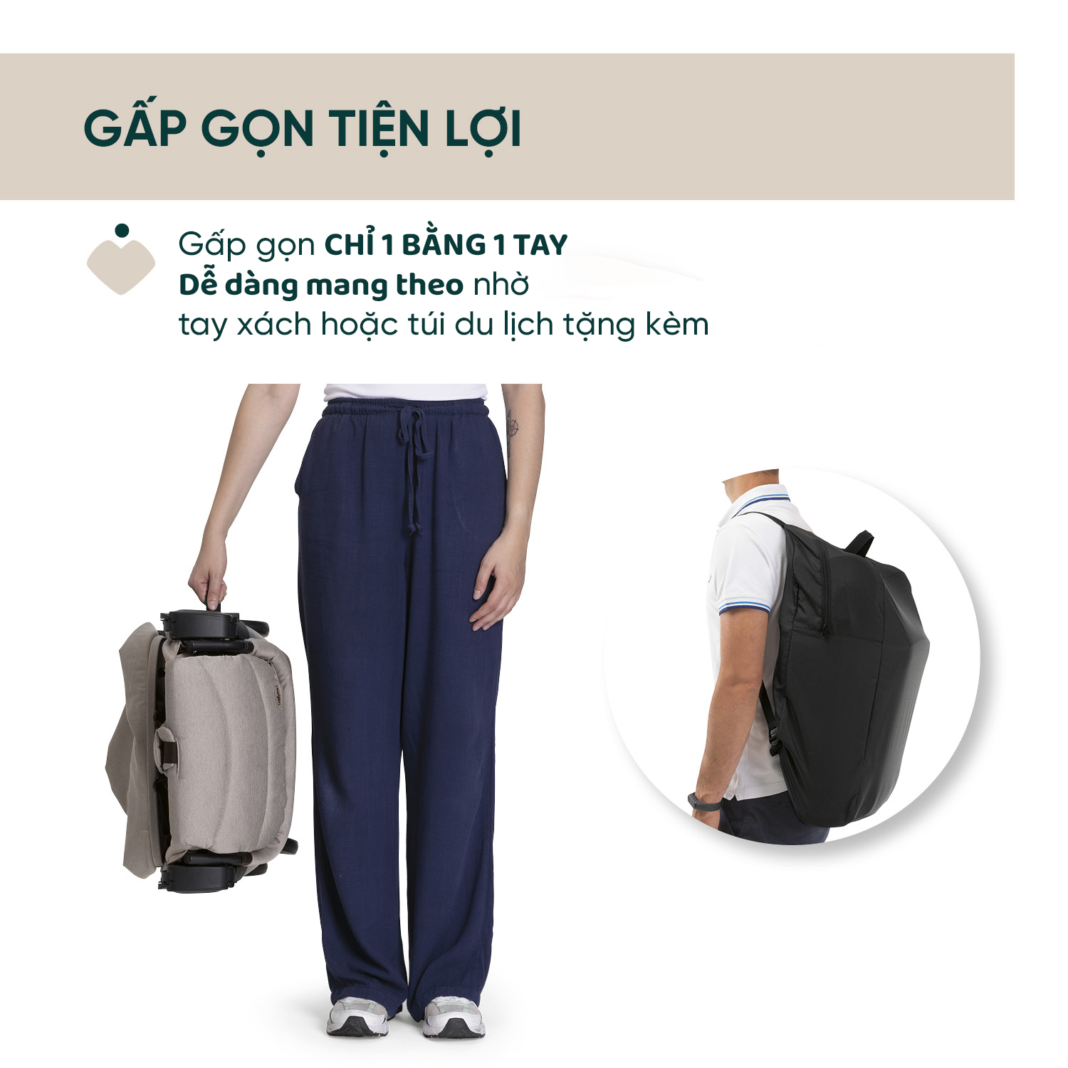 Xe đẩy du lịch Chicco Aero We - Màu ghi yến mạch