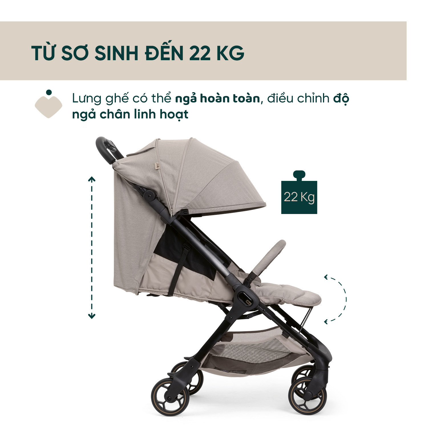 Xe đẩy du lịch Chicco Aero We - Màu ghi yến mạch