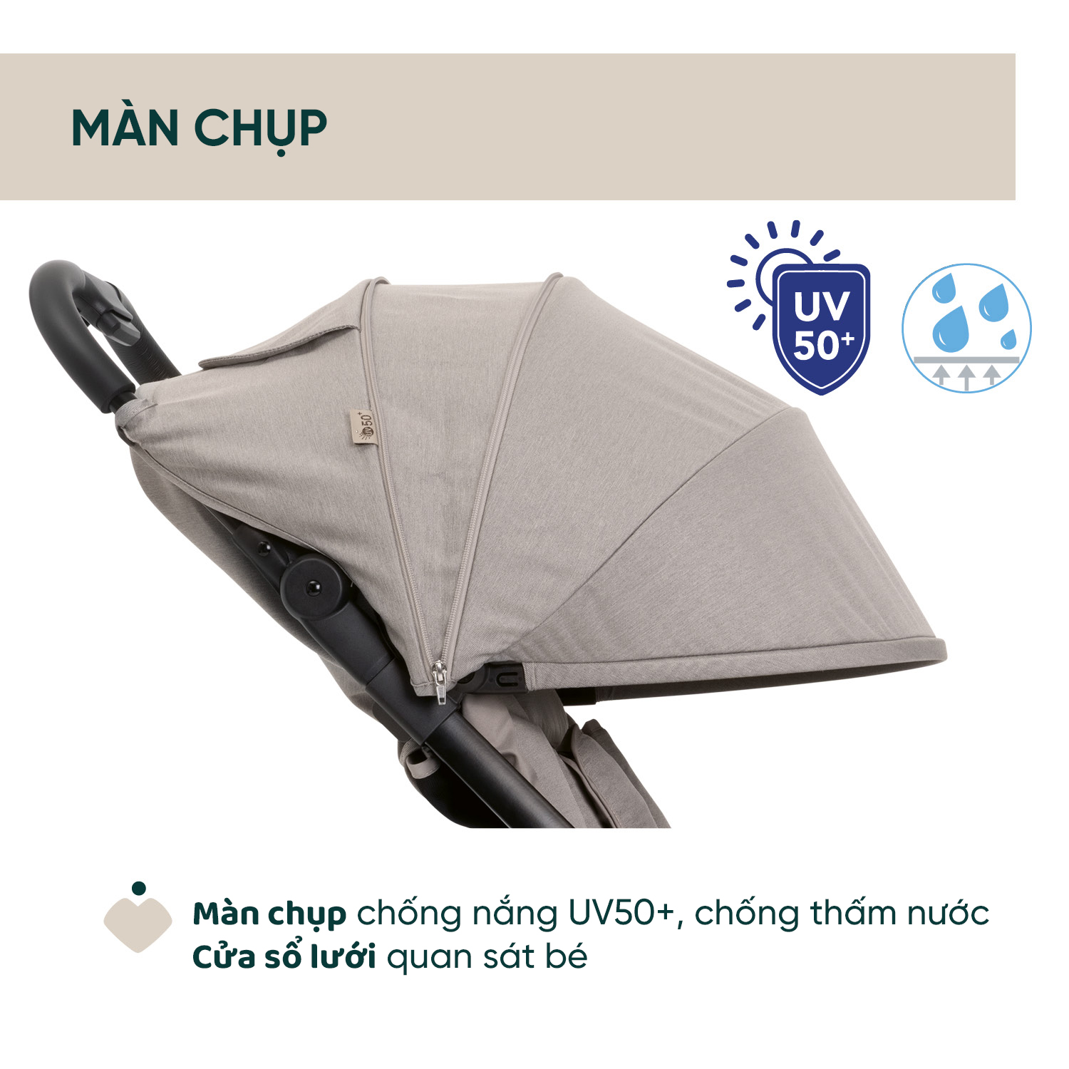 Xe đẩy du lịch Chicco Aero We - Màu ghi yến mạch