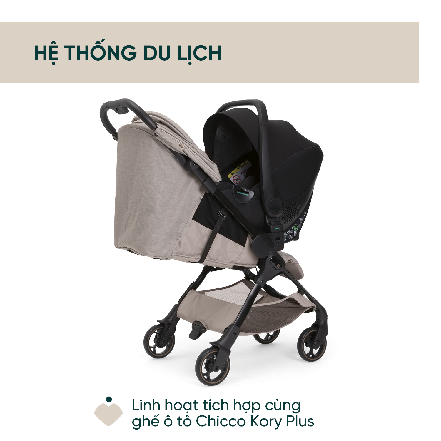 Xe đẩy du lịch Chicco Aero We - Màu ghi yến mạch