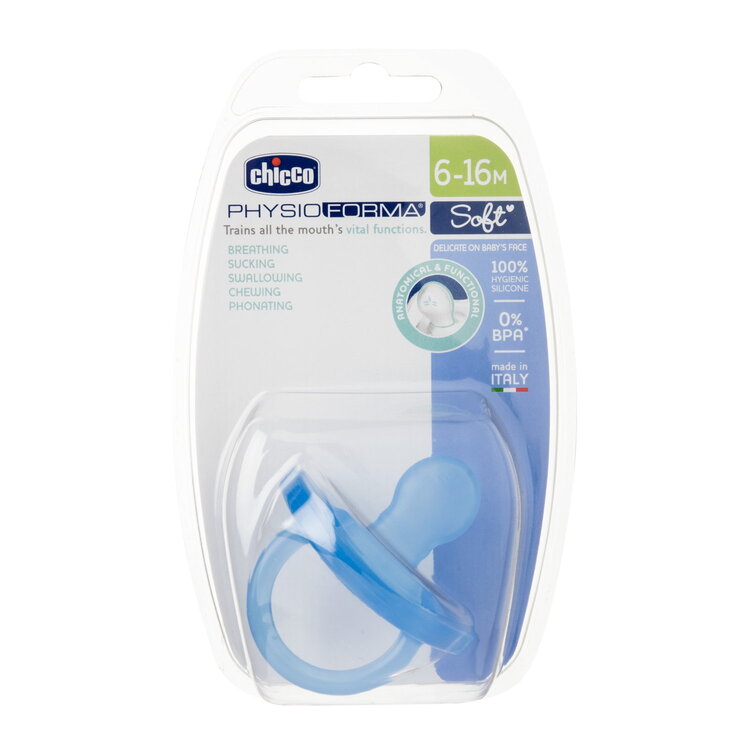 Ty ngậm Silicon Chicco Physio Soft Xanh 6-16M