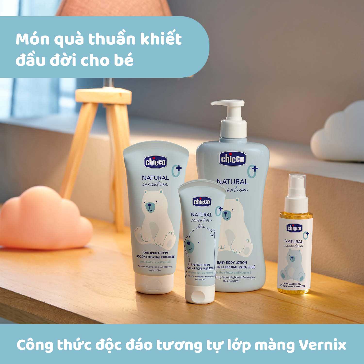 Kem dưỡng ẩm chiết xuất Bơ hạt mỡ & Vitamin E Chicco Natural Sensation 0M+ 50ml
