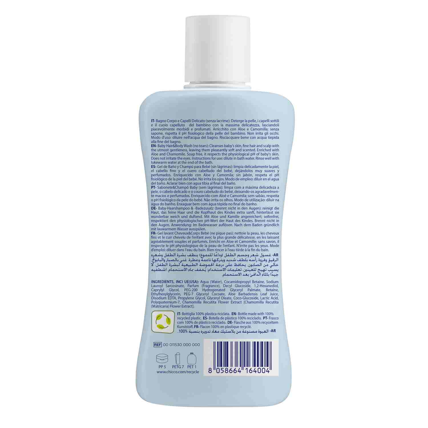 Sữa tắm gội chiết xuất Lô hội & Cúc la mã Chicco Natural Sensation 0M+ 200ml