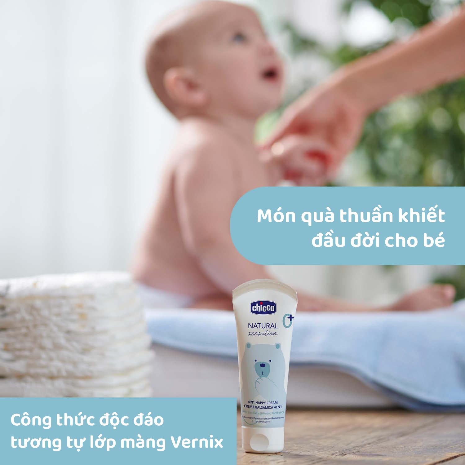 Kem hăm 4in1 chứa Kẽm oxide và Panthenol Chicco Natural Sensation 0M+ 100ml