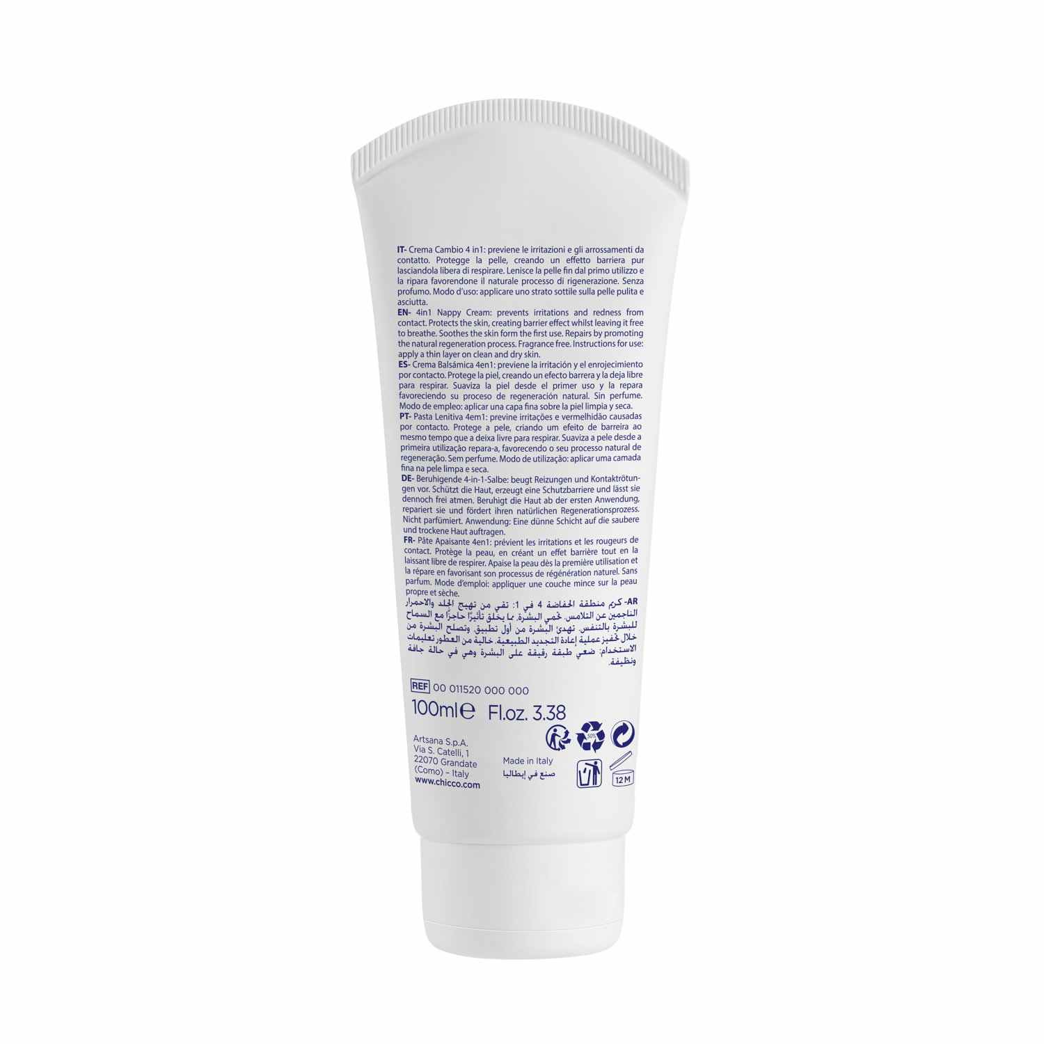 Kem hăm 4in1 chứa Kẽm oxide và Panthenol Chicco Natural Sensation 0M+ 100ml