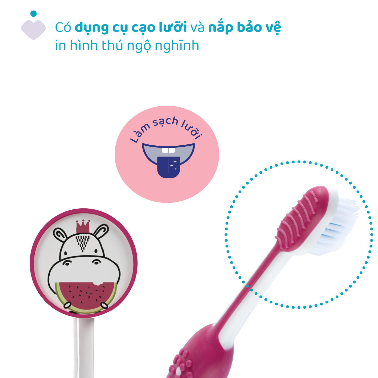 Bộ đôi bàn chải đánh răng Chicco 3-6Y (Hà mã - Gấu trúc)