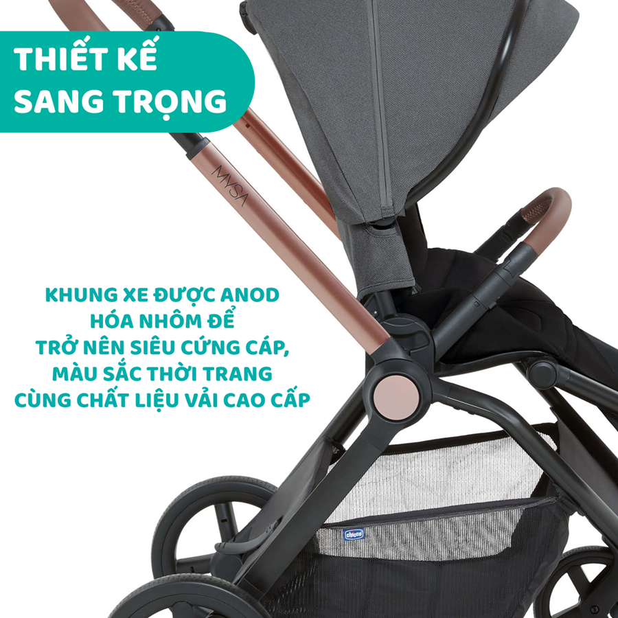 Xe đẩy thời trang Chicco Premium Mysa - Màu Đen Satin