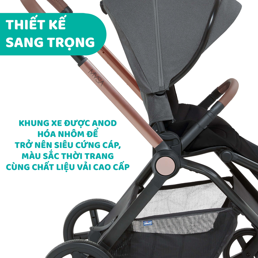 Xe đẩy thời trang Chicco Premium Mysa màu Black Satin