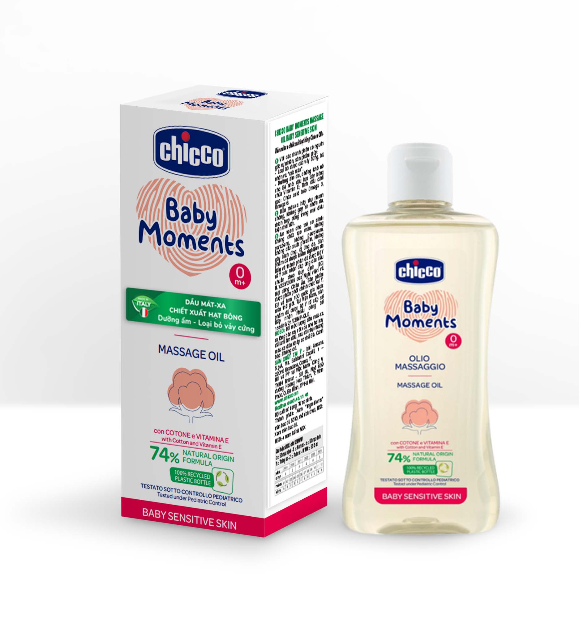 Dầu mát-xa chiết xuất Hạt bông Chicco 0M+ 200ml