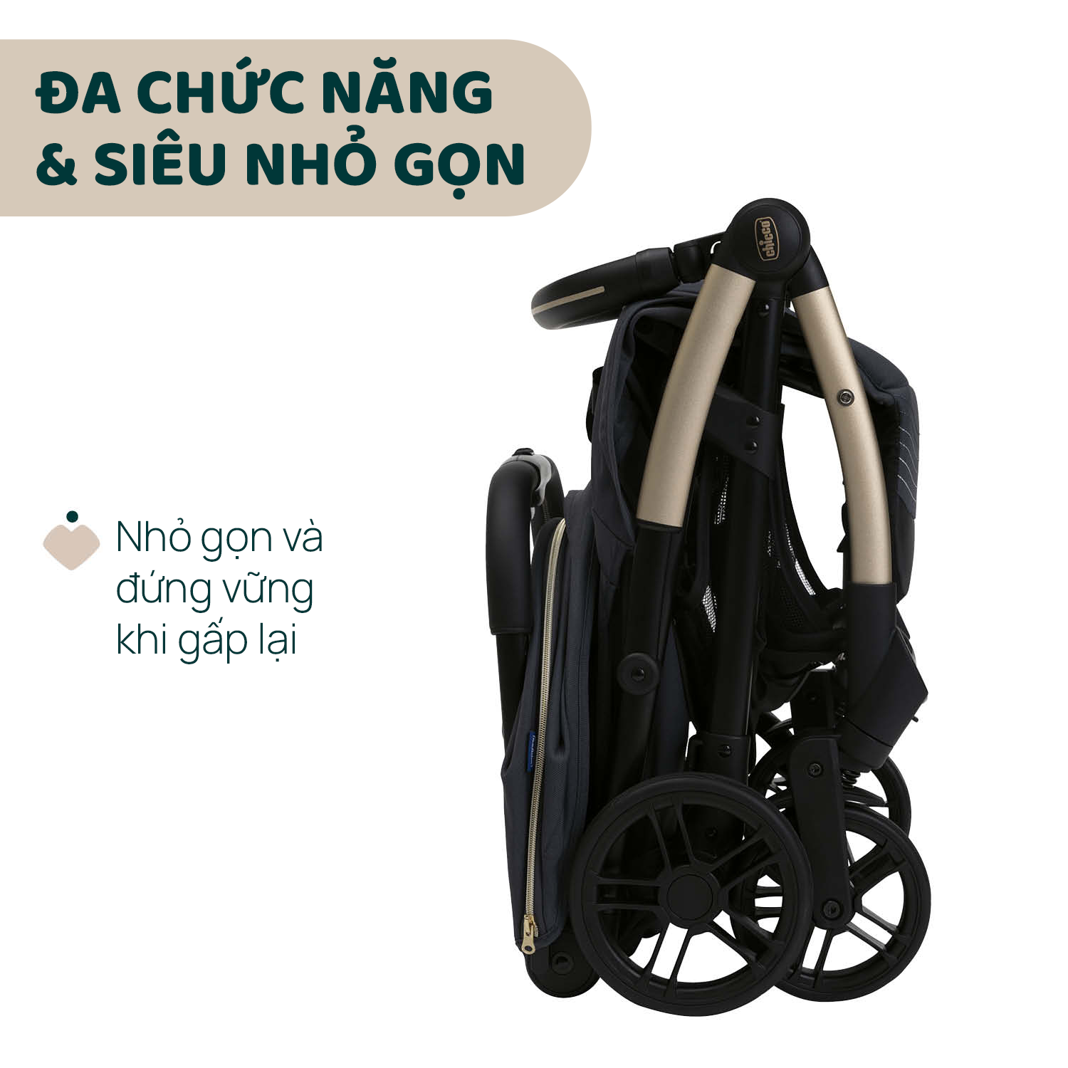 Xe đẩy gấp gọn tự động Chicco Goody Xplus - Màu Xanh ghi
