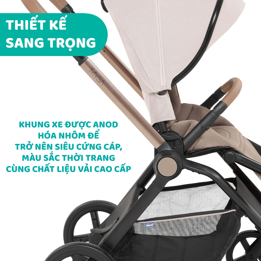 Xe đẩy thời trang Chicco Premium Mysa - Màu Be ánh kim