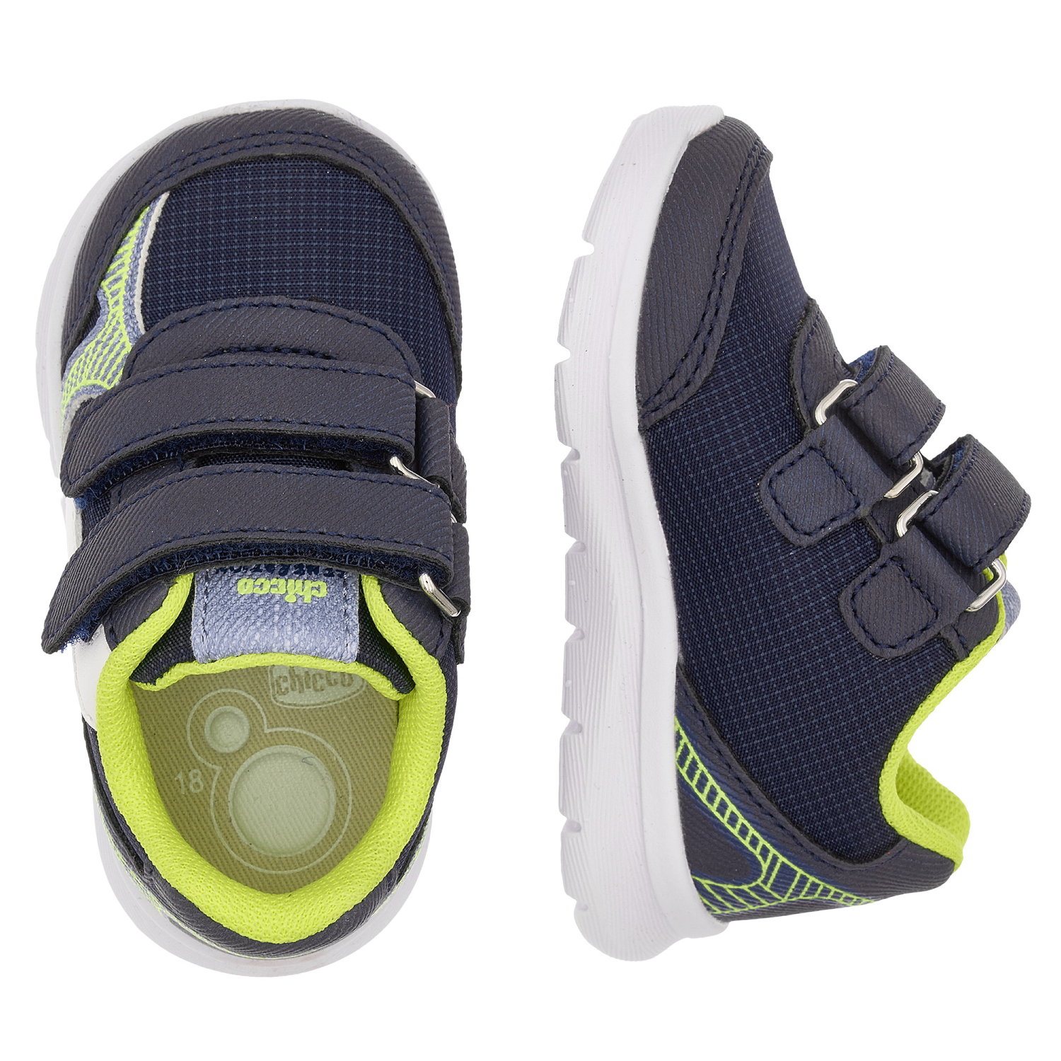 Giày tập đi trẻ em Chicco Gnomo màu xanh viền neon