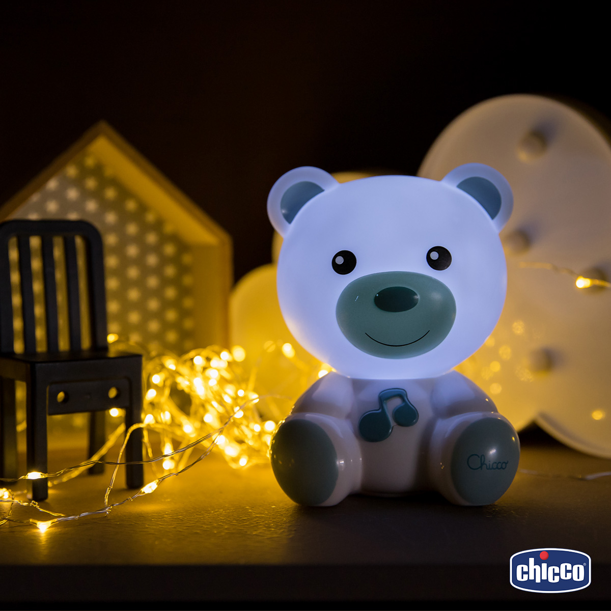 Đèn ngủ phát nhạc gấu Teddy màu xanh