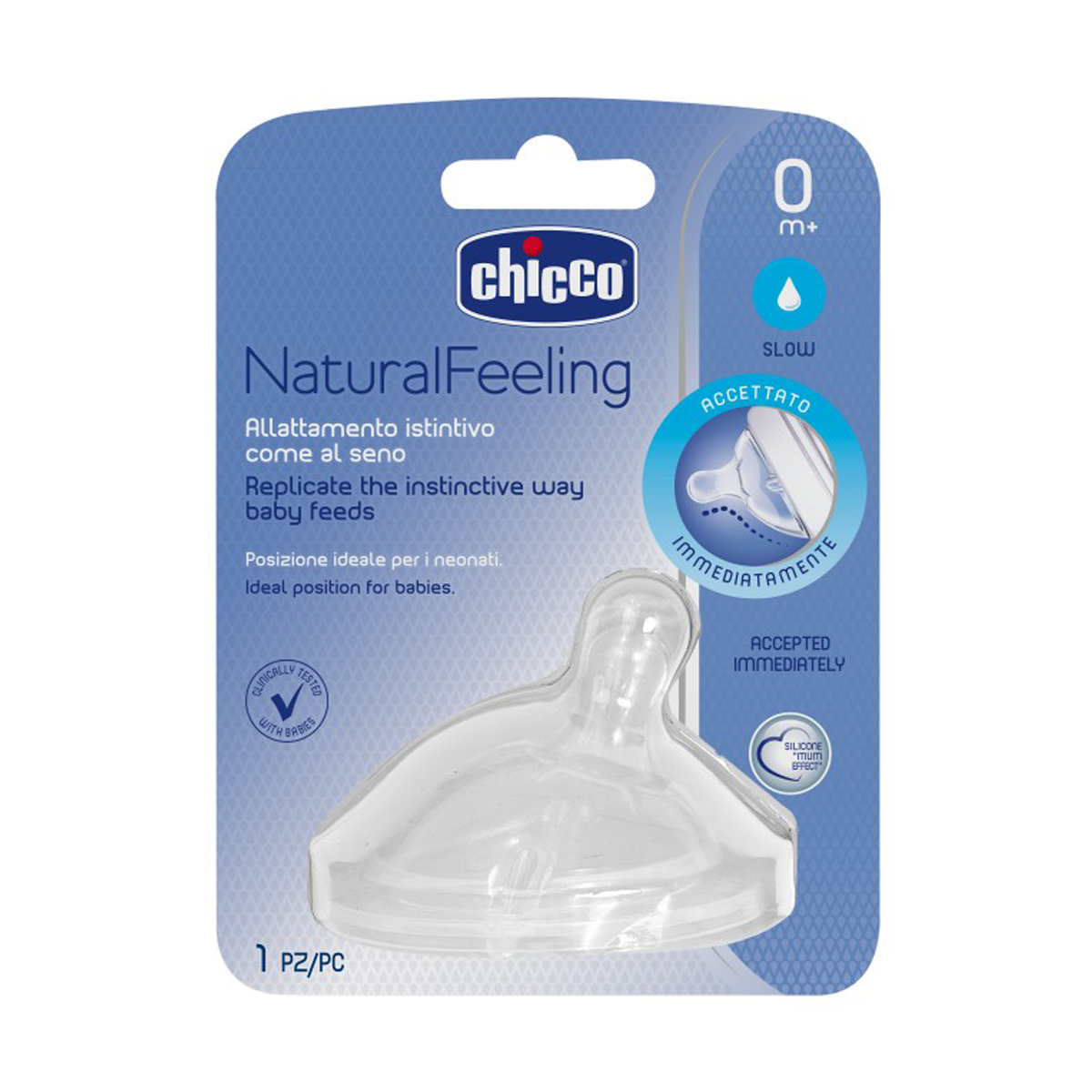 Núm ty nghiêng Pisa Natural Feeling chảy chậm Chicco 0M+