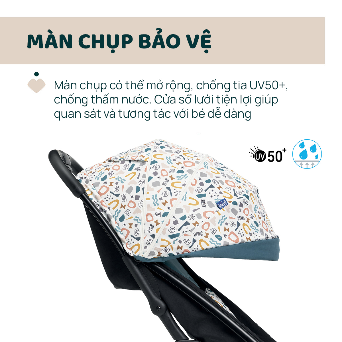 Xe đẩy gấp gọn Chicco Glee màu Joyful Teal