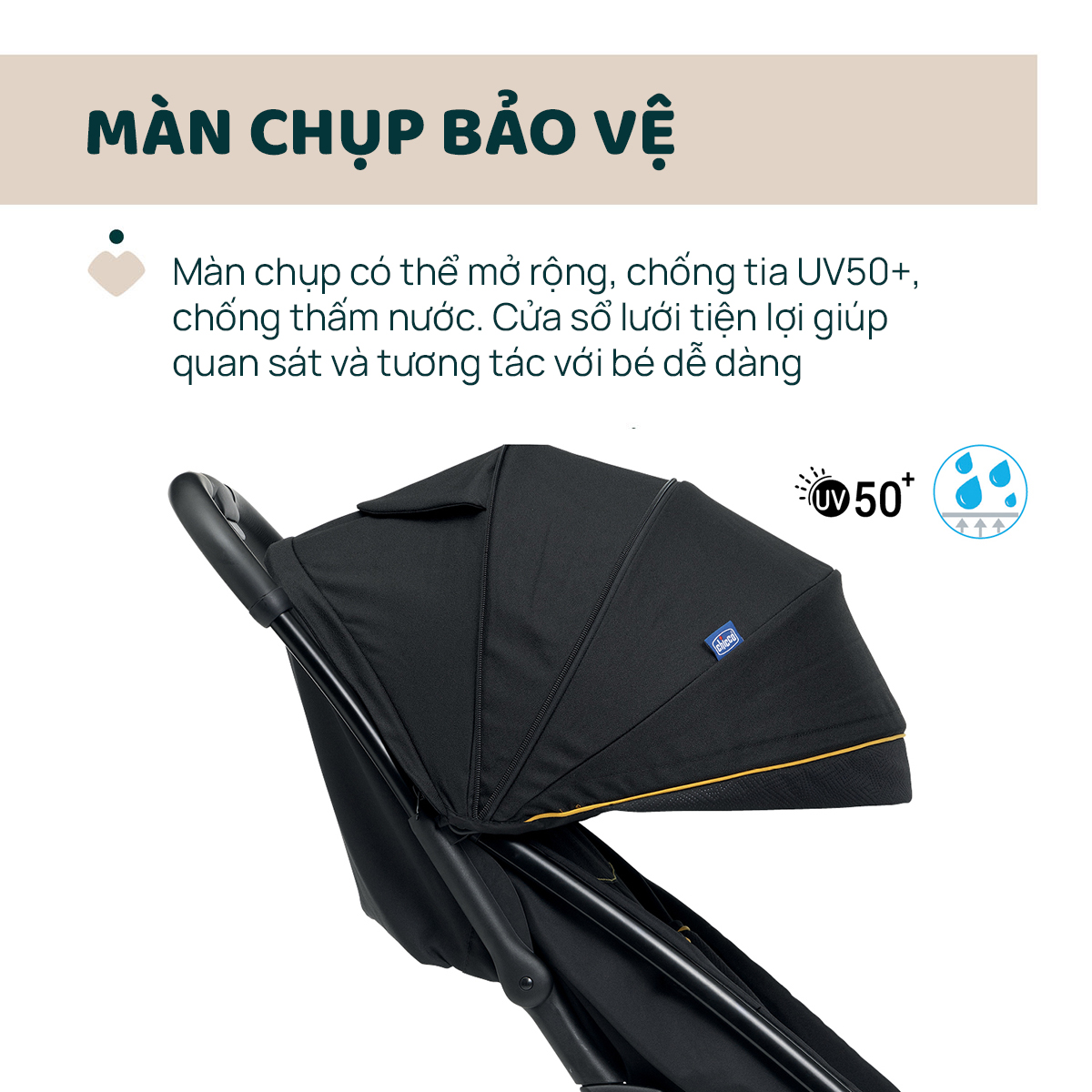 Xe đẩy gấp gọn Chicco Glee màu Uneven Black