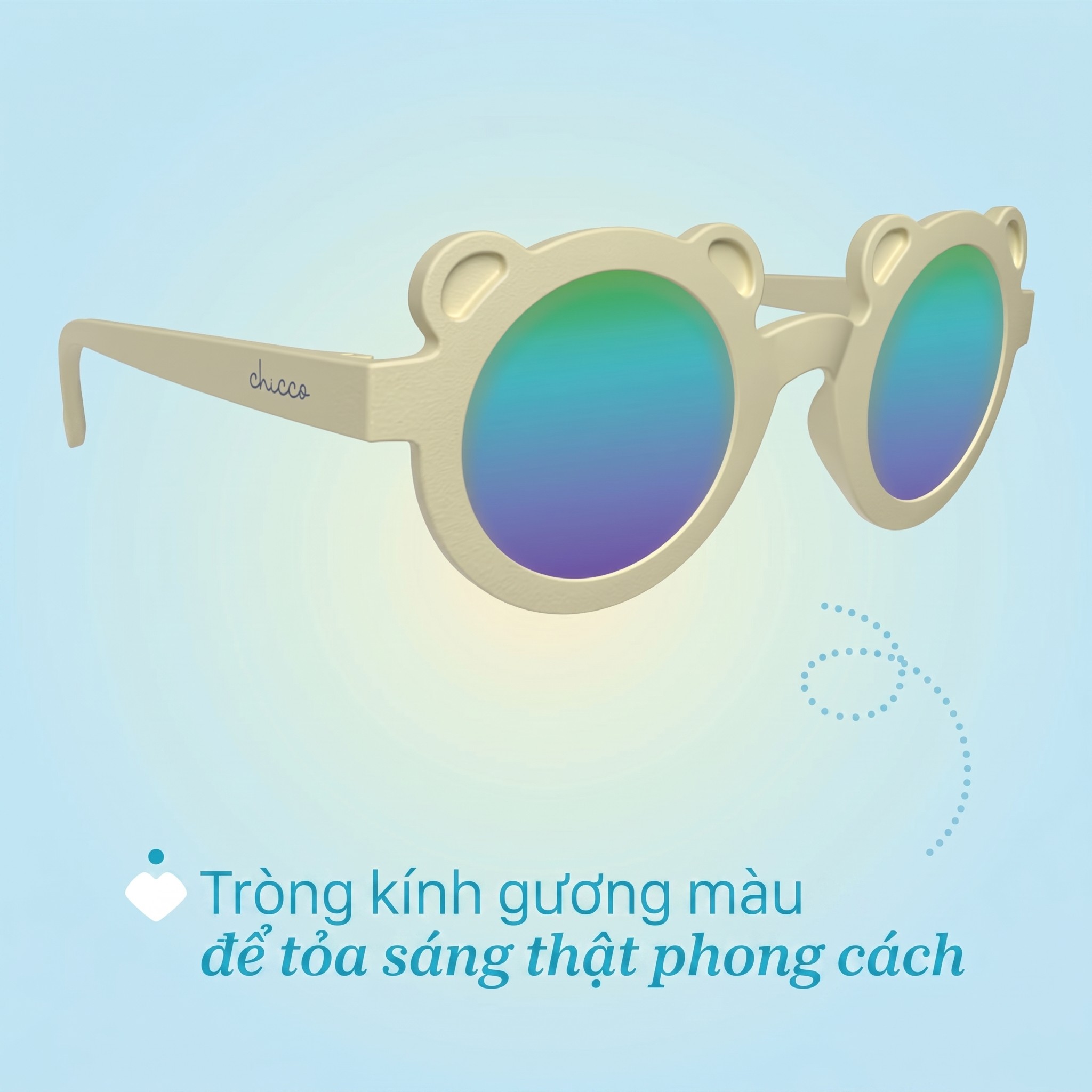 Kính mát chống tia UV tráng gương Chicco màu be sữa 36M+