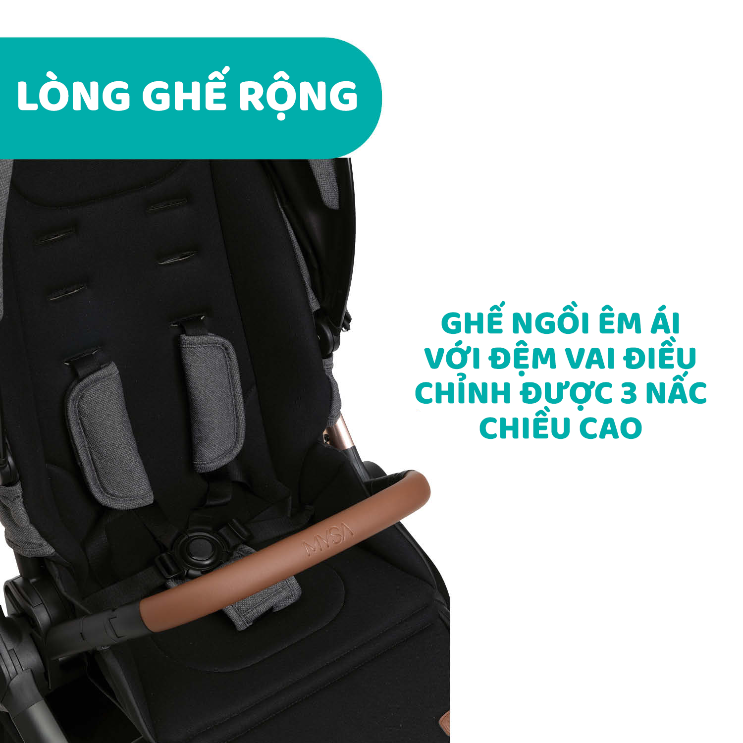 Xe đẩy thời trang Chicco Premium Mysa - Màu Đen Satin