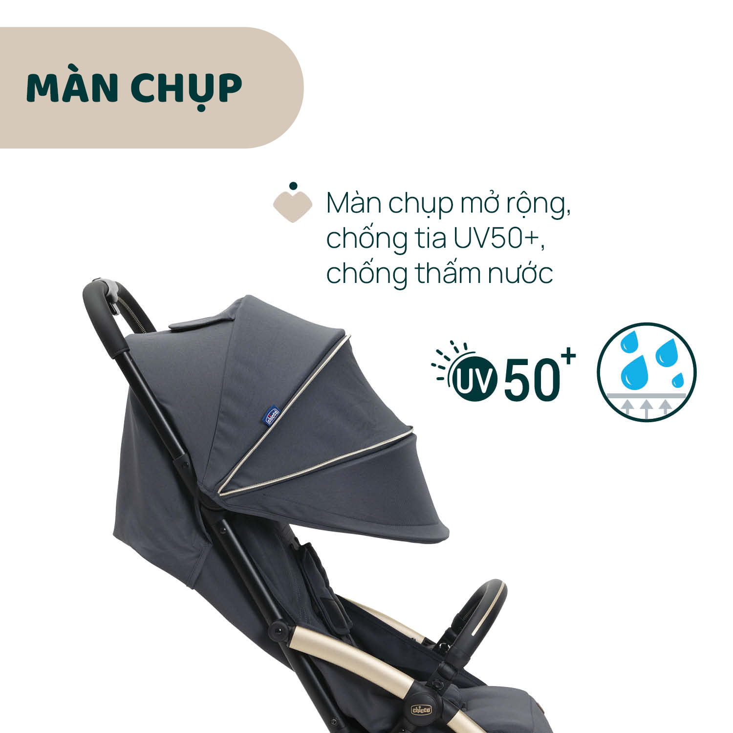 Xe đẩy gấp gọn tự động Chicco Goody Xplus - Màu Xanh ghi
