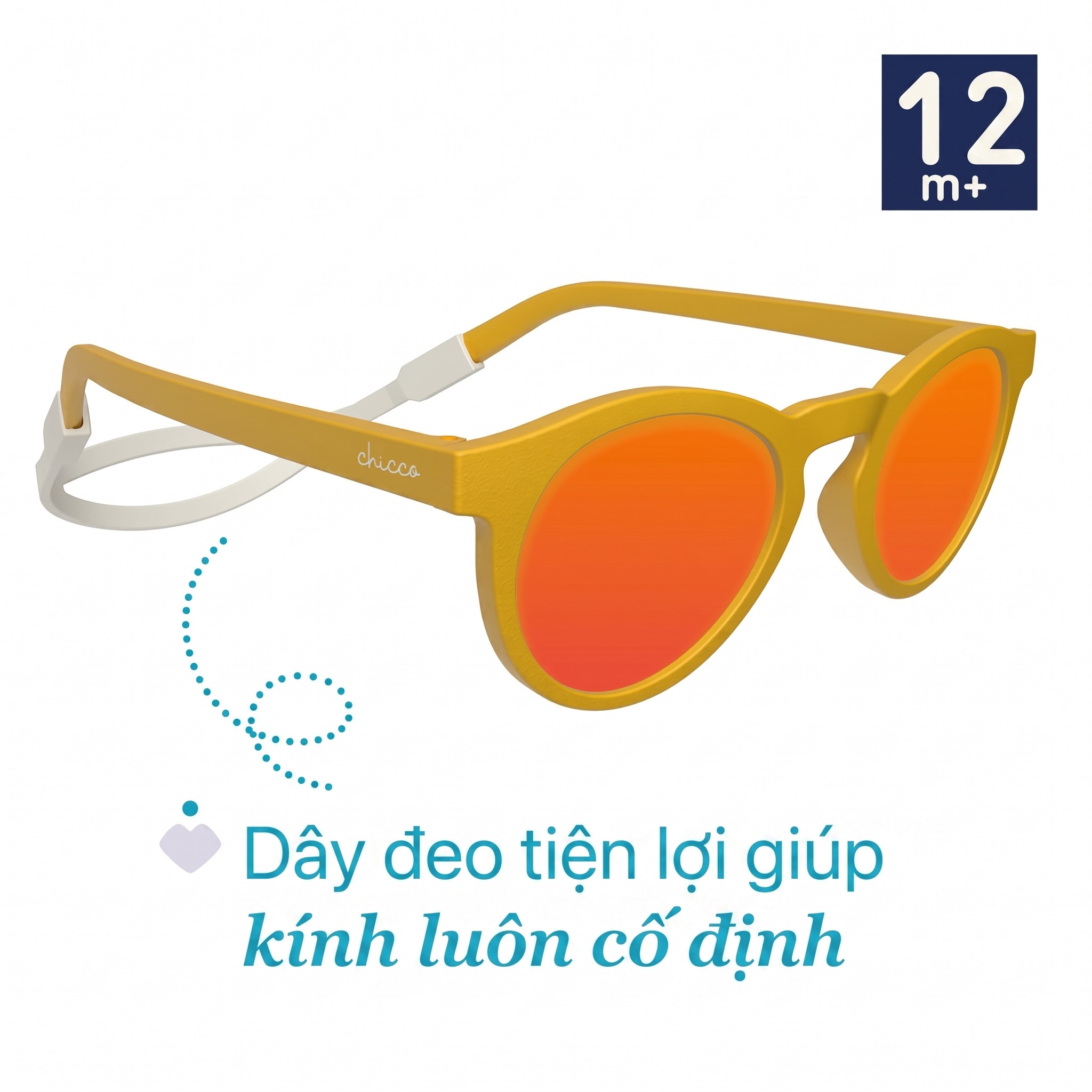 Kính mát chống tia UV tráng gương Chicco màu vàng cam 12M+