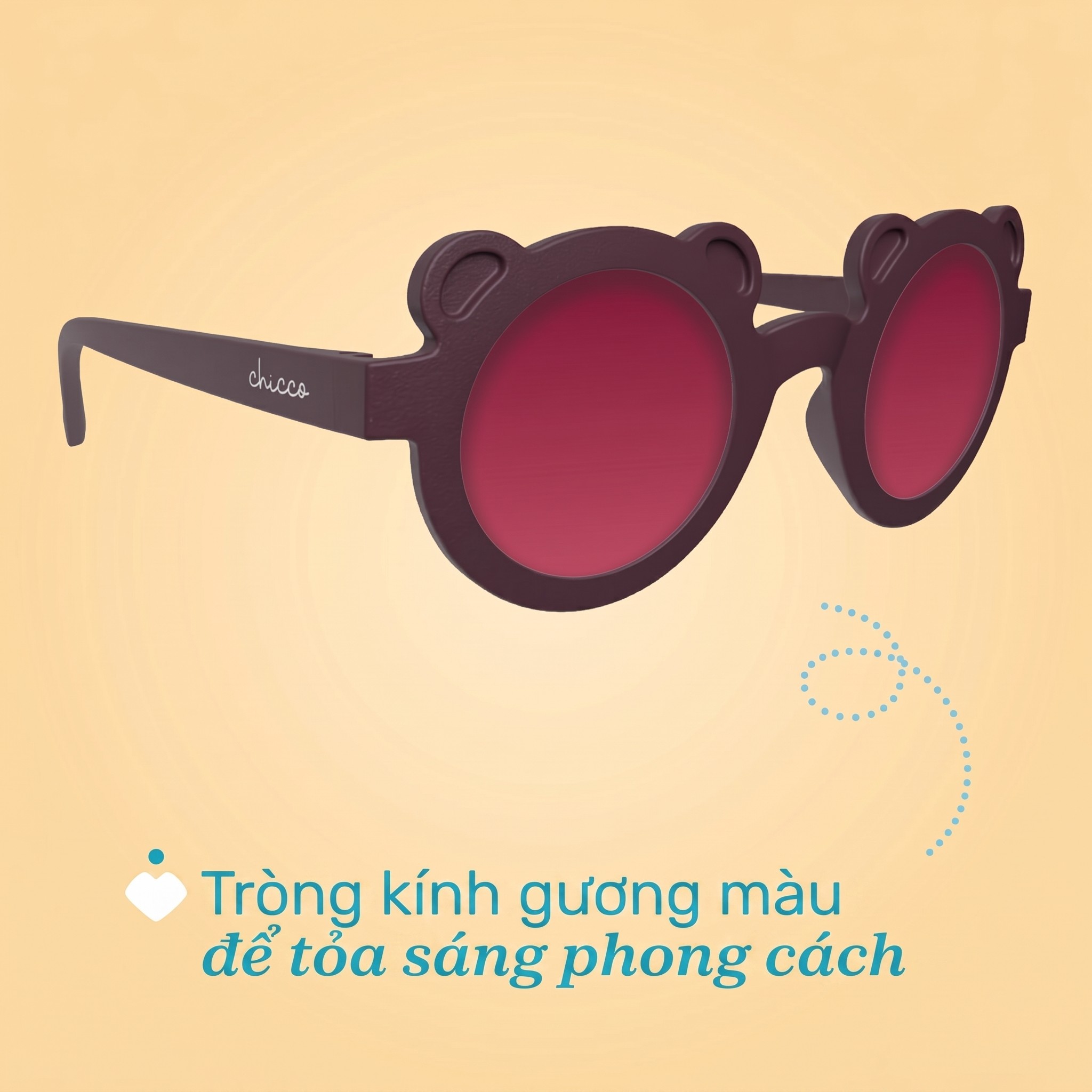 Kính mát chống tia UV tráng gương Chicco màu đỏ cherry 36M+