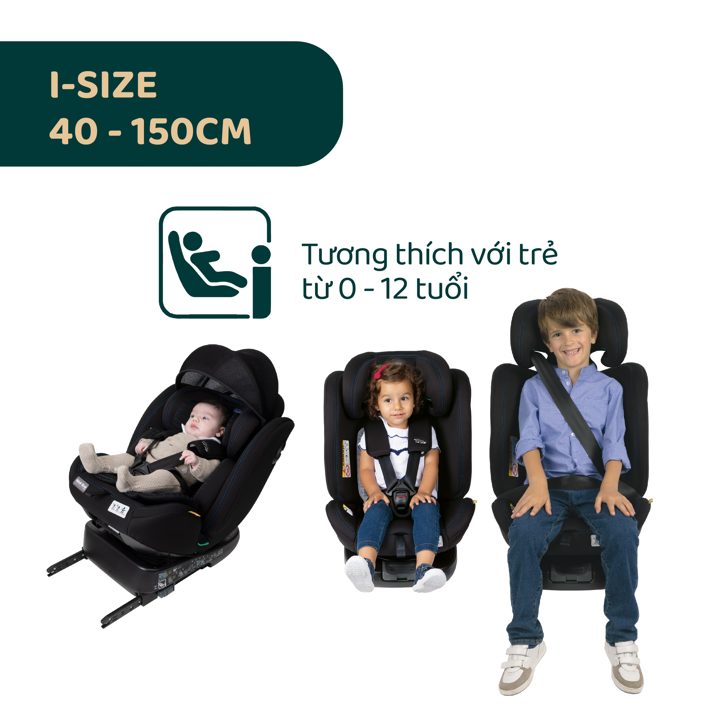 Ghế ô tô Chicco Unico Evo Air xoay 360˚ ISOFIX- Màu Đen