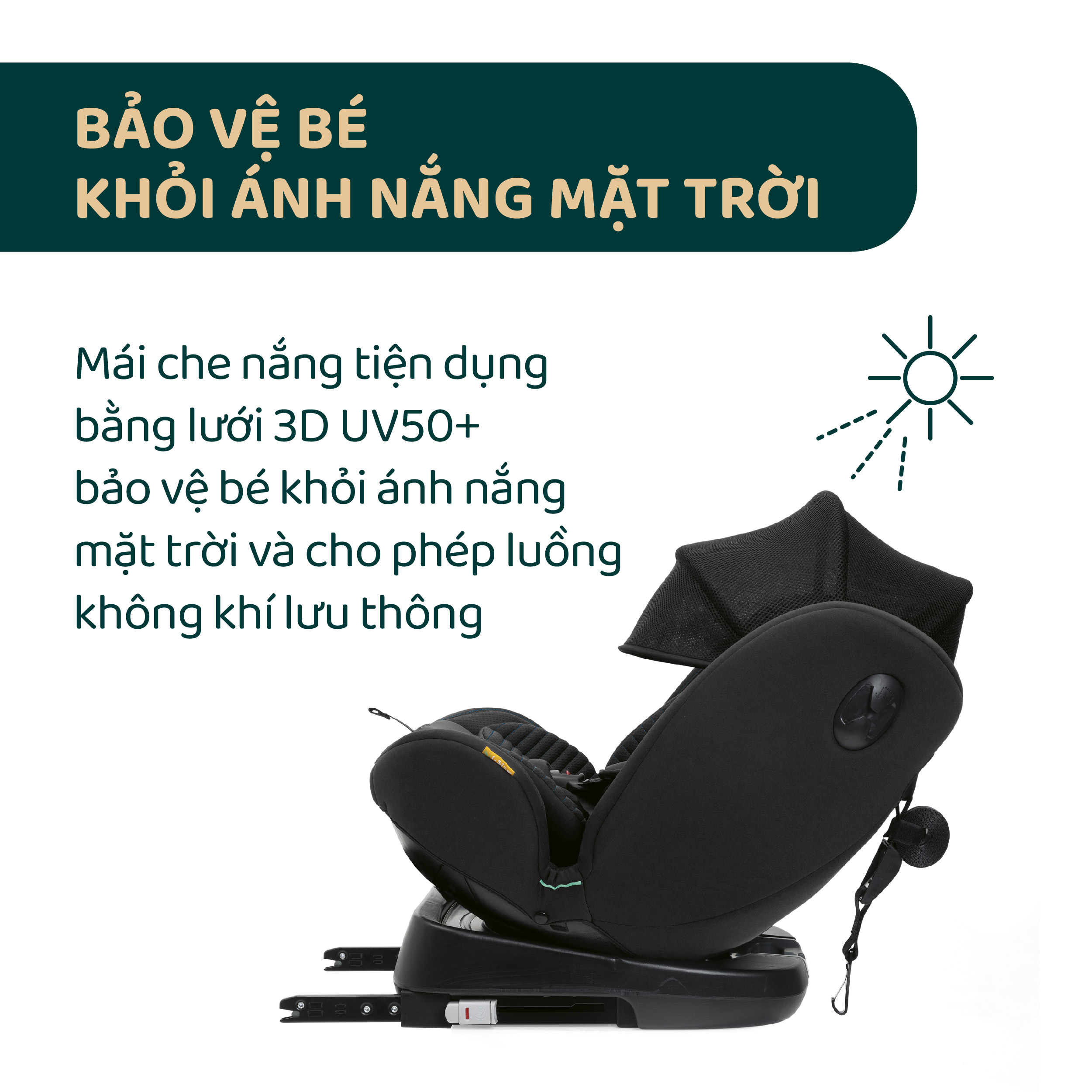 Ghế ô tô Chicco Unico Evo Air xoay 360˚ ISOFIX- Màu Đen