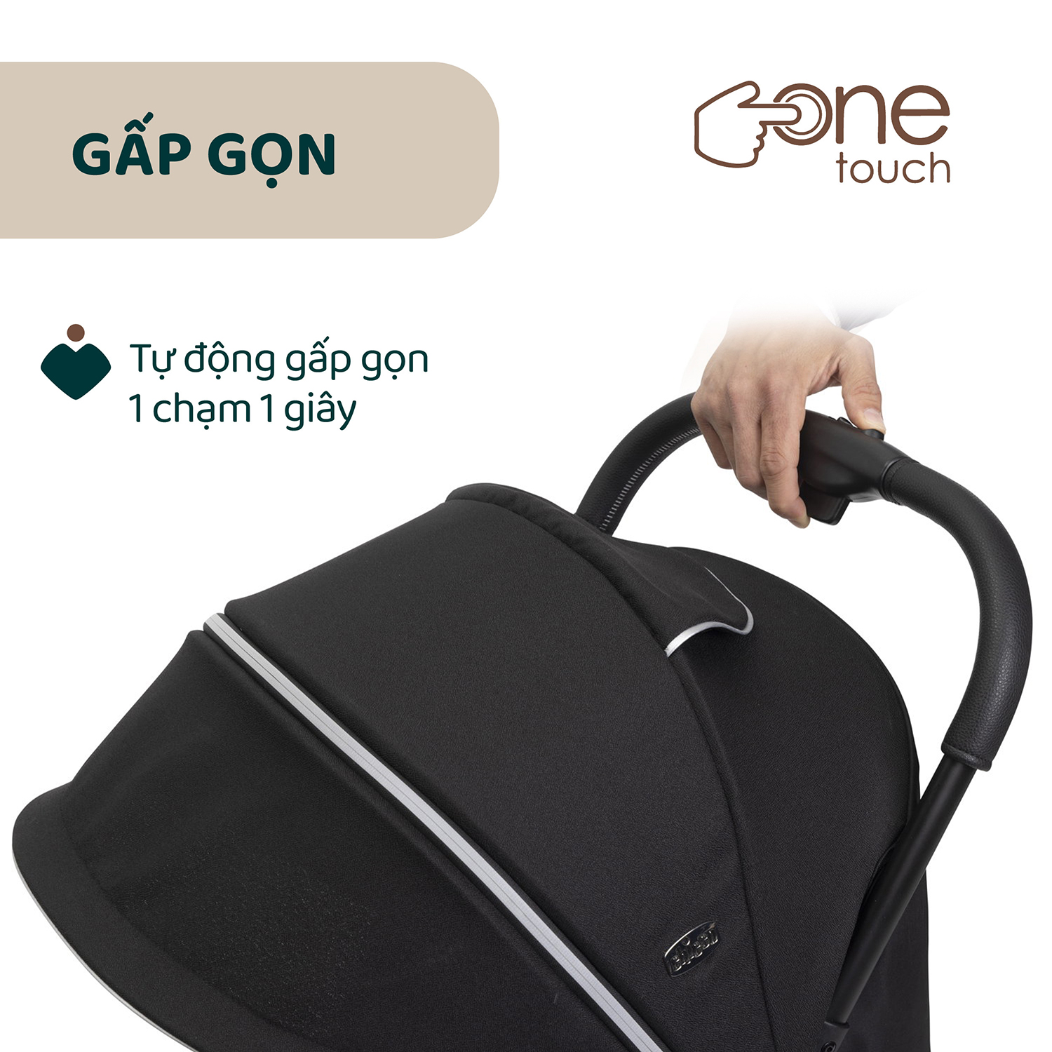 Xe đẩy gấp gọn tự động Chicco Goody Primo màu Bạc ánh kim