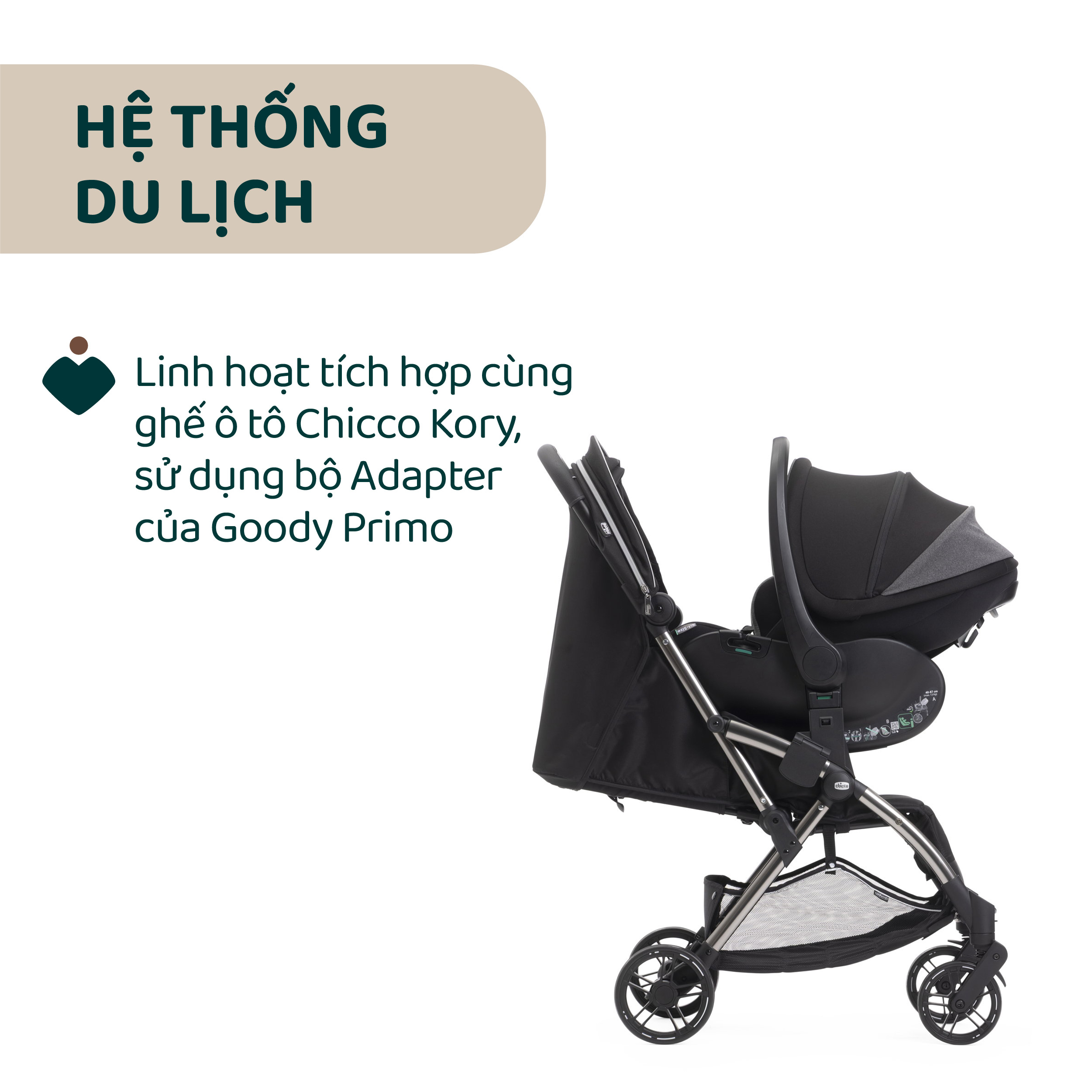Xe đẩy gấp gọn tự động Chicco Goody Primo màu Bạc ánh kim