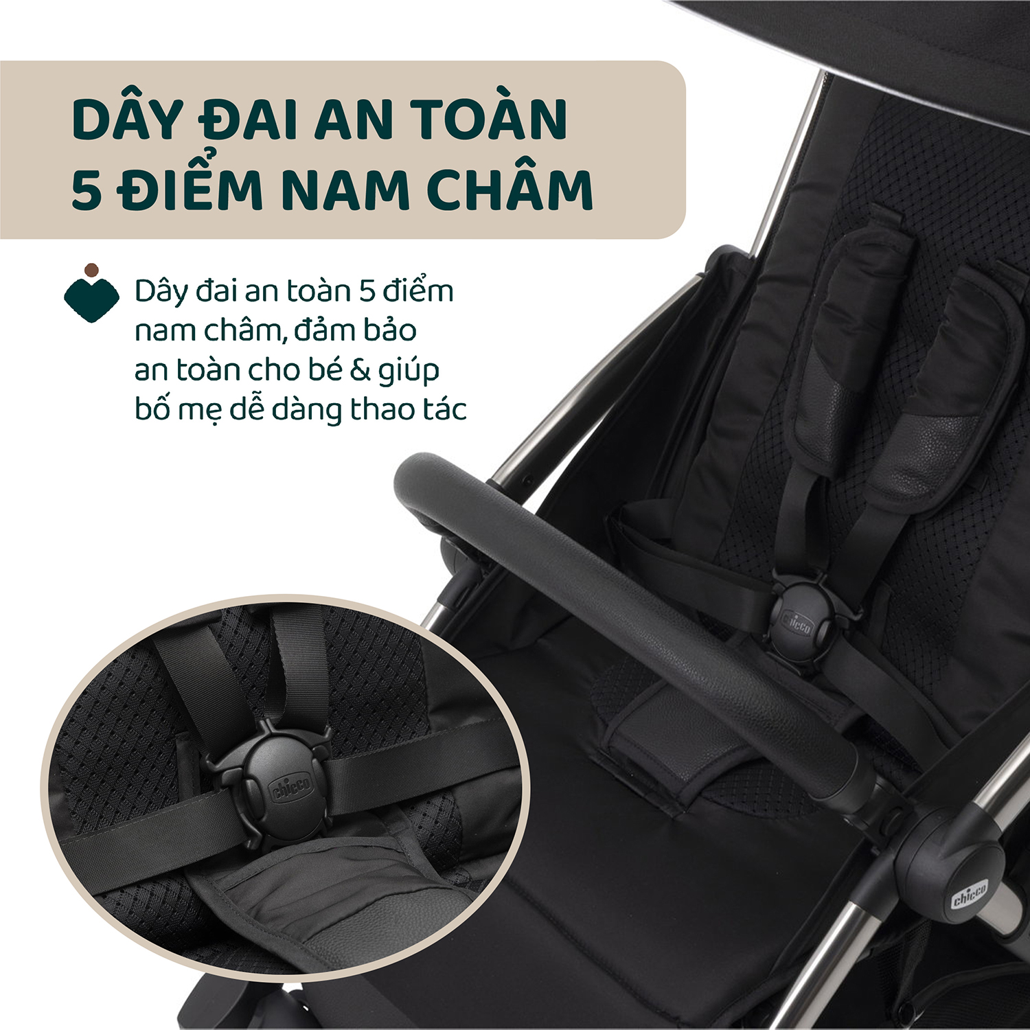 Xe đẩy gấp gọn tự động Chicco Goody Primo màu Bạc ánh kim