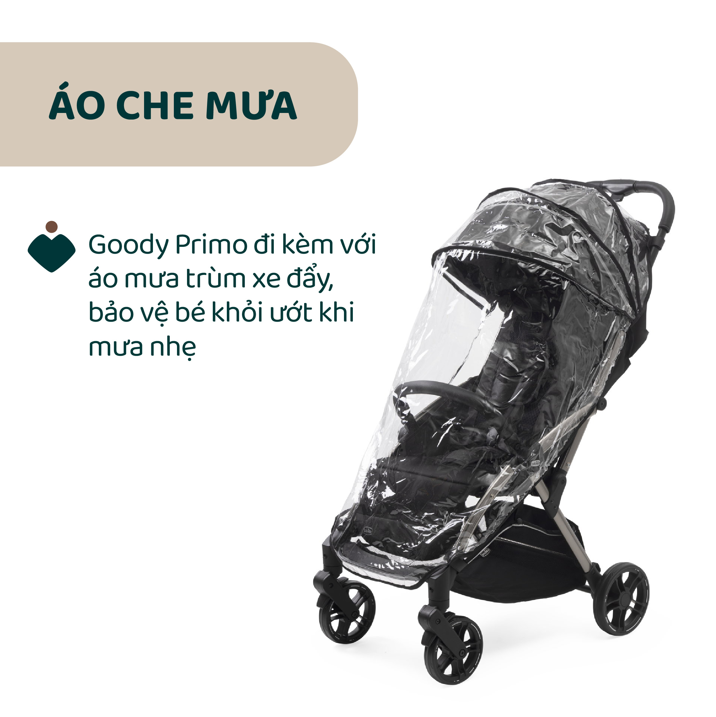 Xe đẩy gấp gọn tự động Chicco Goody Primo màu Bạc ánh kim
