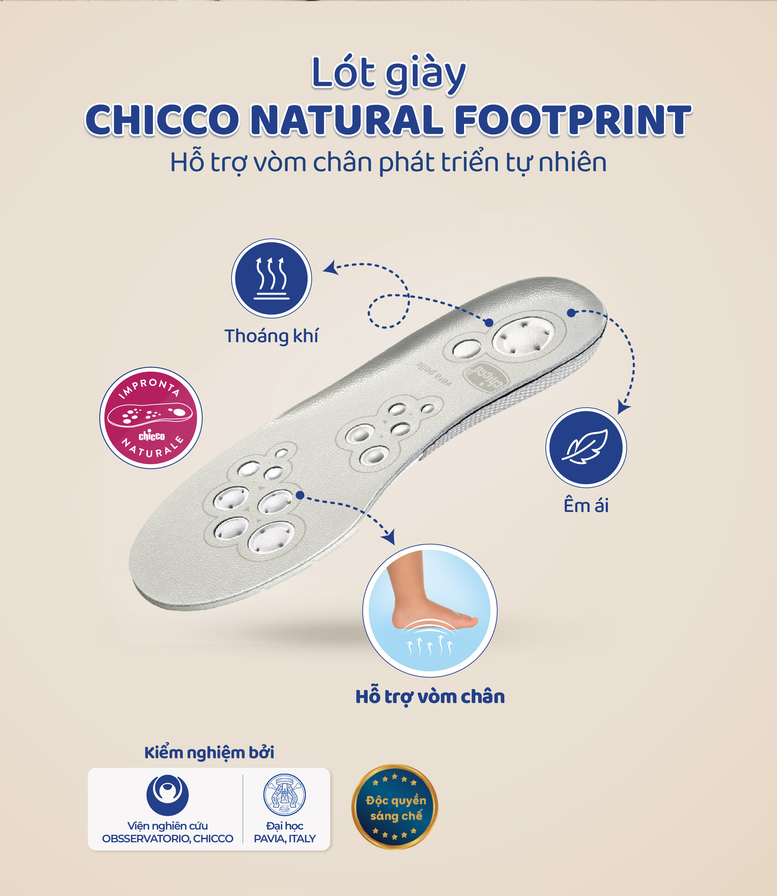 Giày búp bê tập đi trẻ em Chicco Chimera màu be