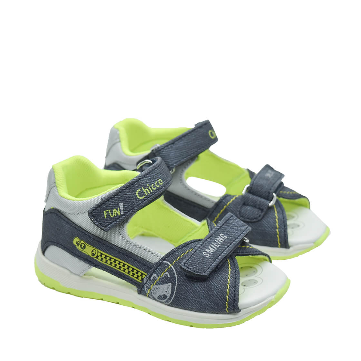 Sandal mát-xa chân bé quai dính viền xanh cốm Chicco - Xanh Navy