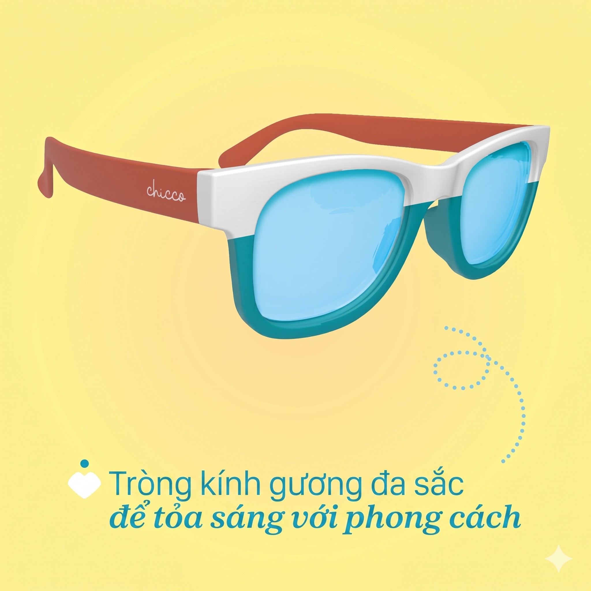 Kính mát chống tia UV tráng gương Chicco màu xanh aqua 24M+