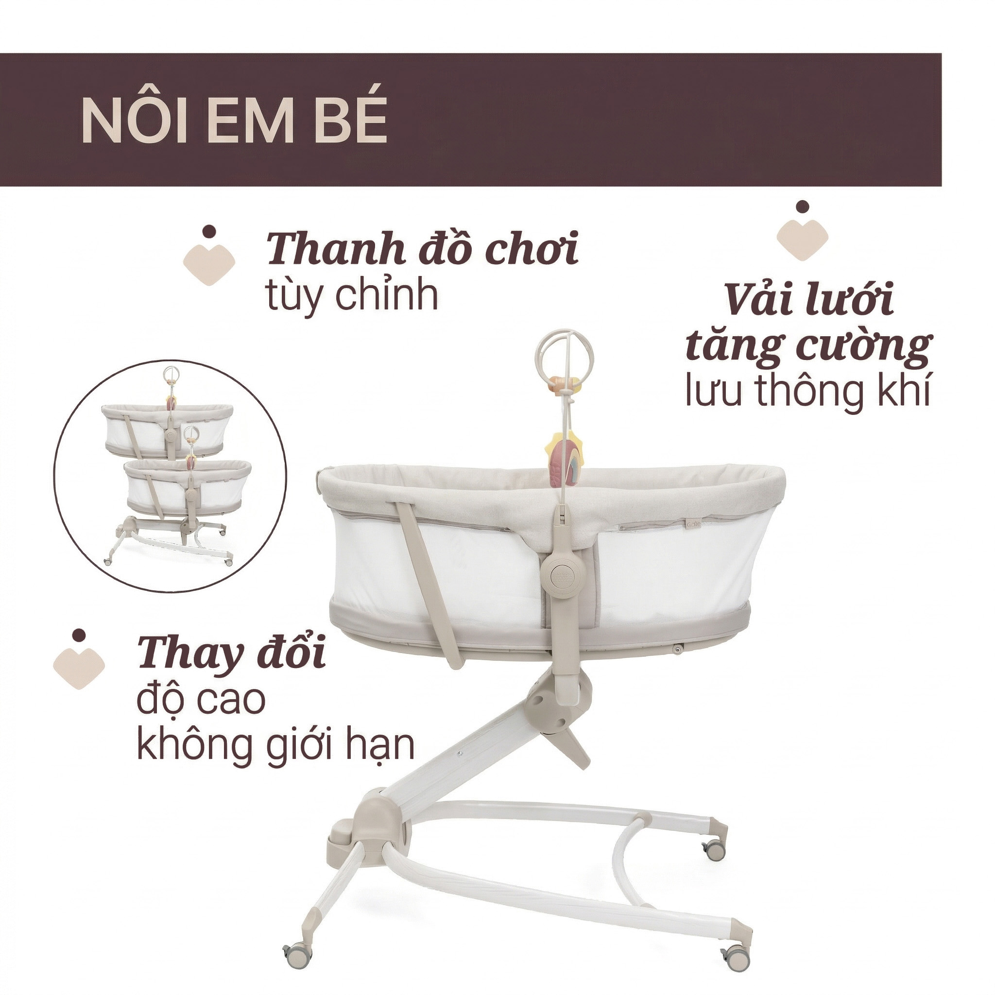 Ghế nôi di động Chicco Baby Hug 4 in 1 - Màu be ngọc trai