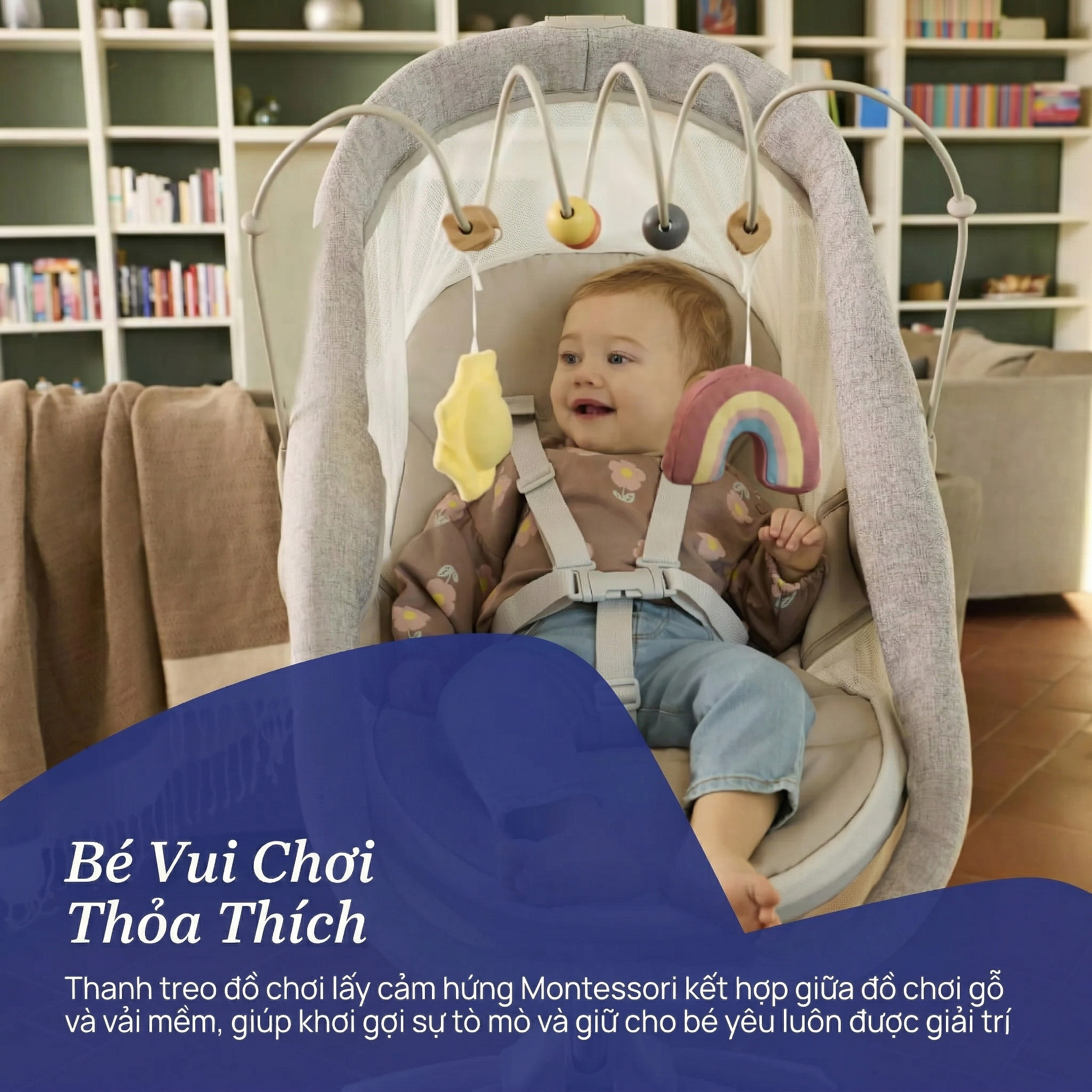 Ghế nôi di động Chicco Baby Hug 4 in 1 - Màu be ngọc trai